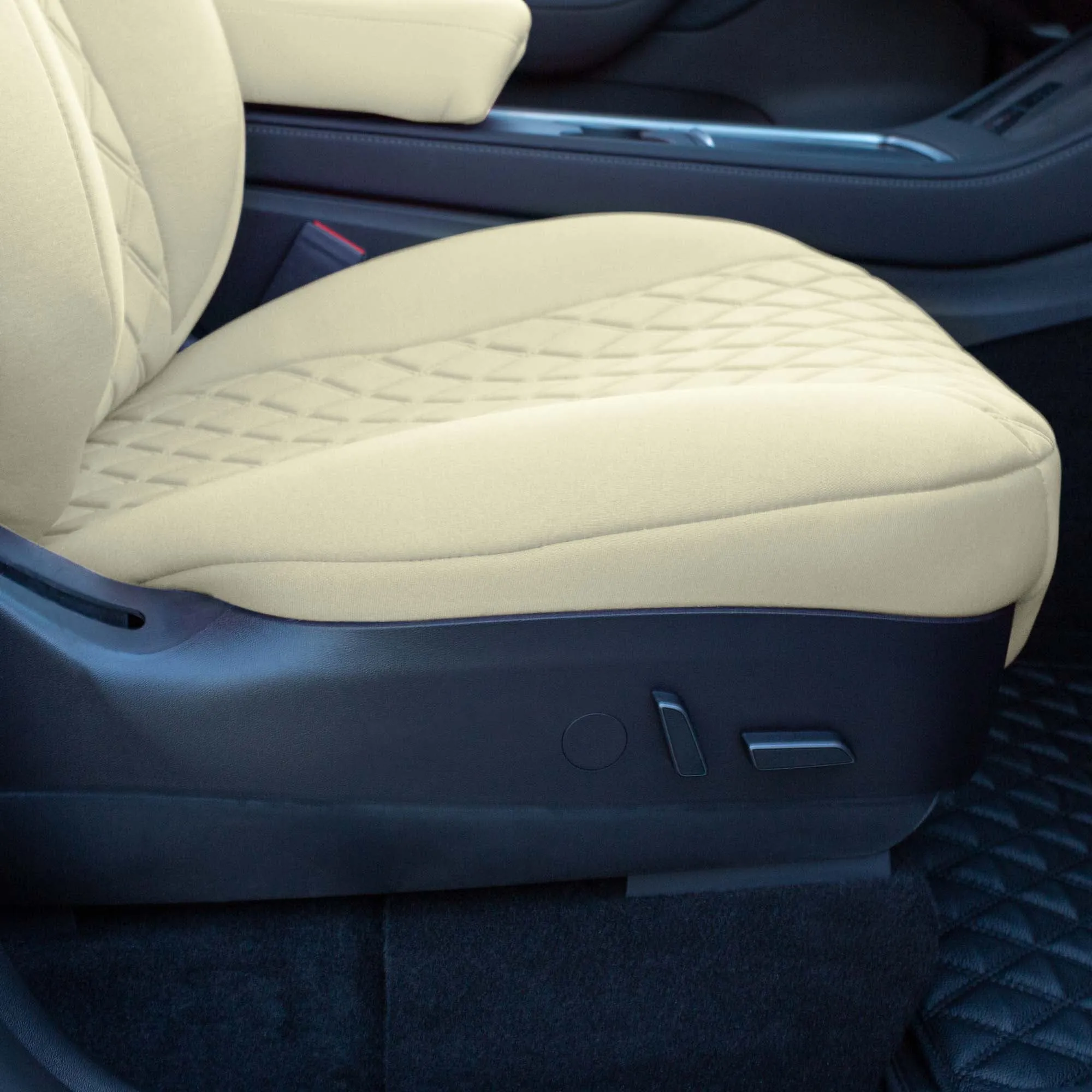 Tesla Model Y 2020 - 2024 - Front Set Seat Covers - Solid Beige Ultraflex Neoprene