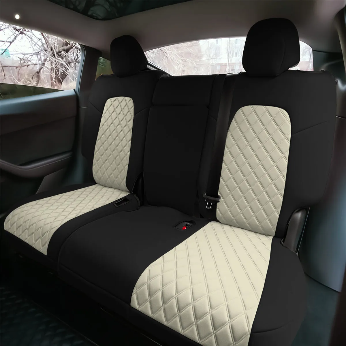 Tesla Model Y 2020 - 2024 - Full Set Seat Covers - Beige Ultraflex Neoprene