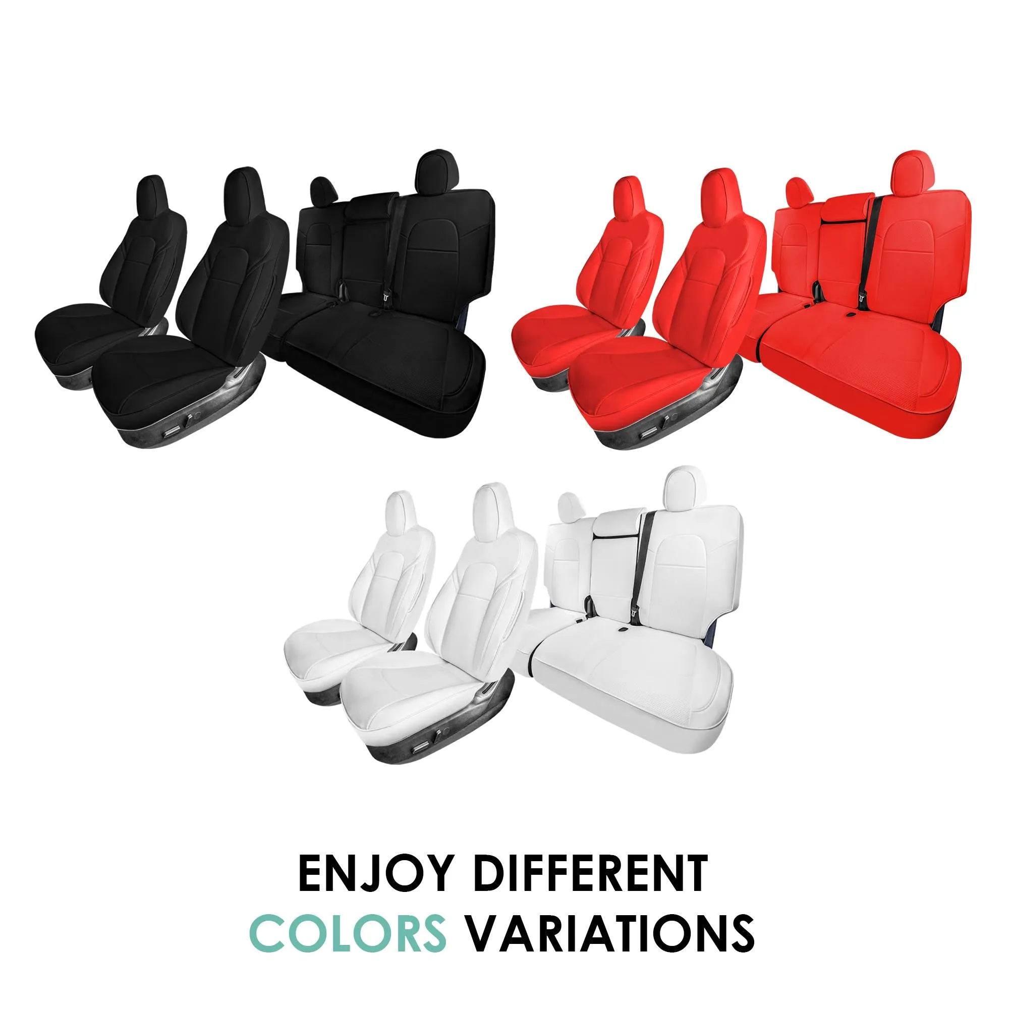 Tesla Model Y 2020 - 2024 - Full Set Seat Covers - Black Faux Leather