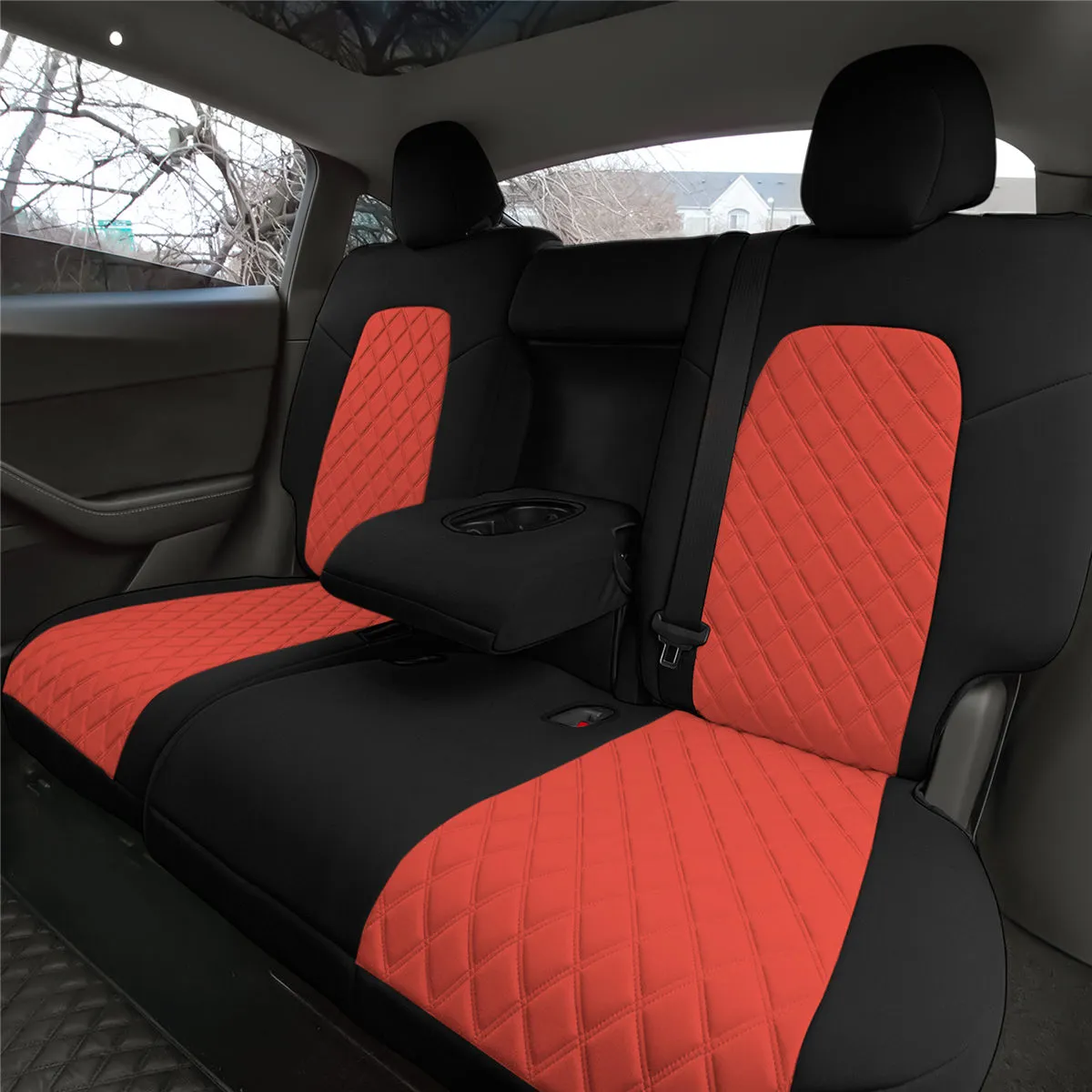 Tesla Model Y 2020 - 2024 - Full Set Seat Covers - Red Ultraflex Neoprene