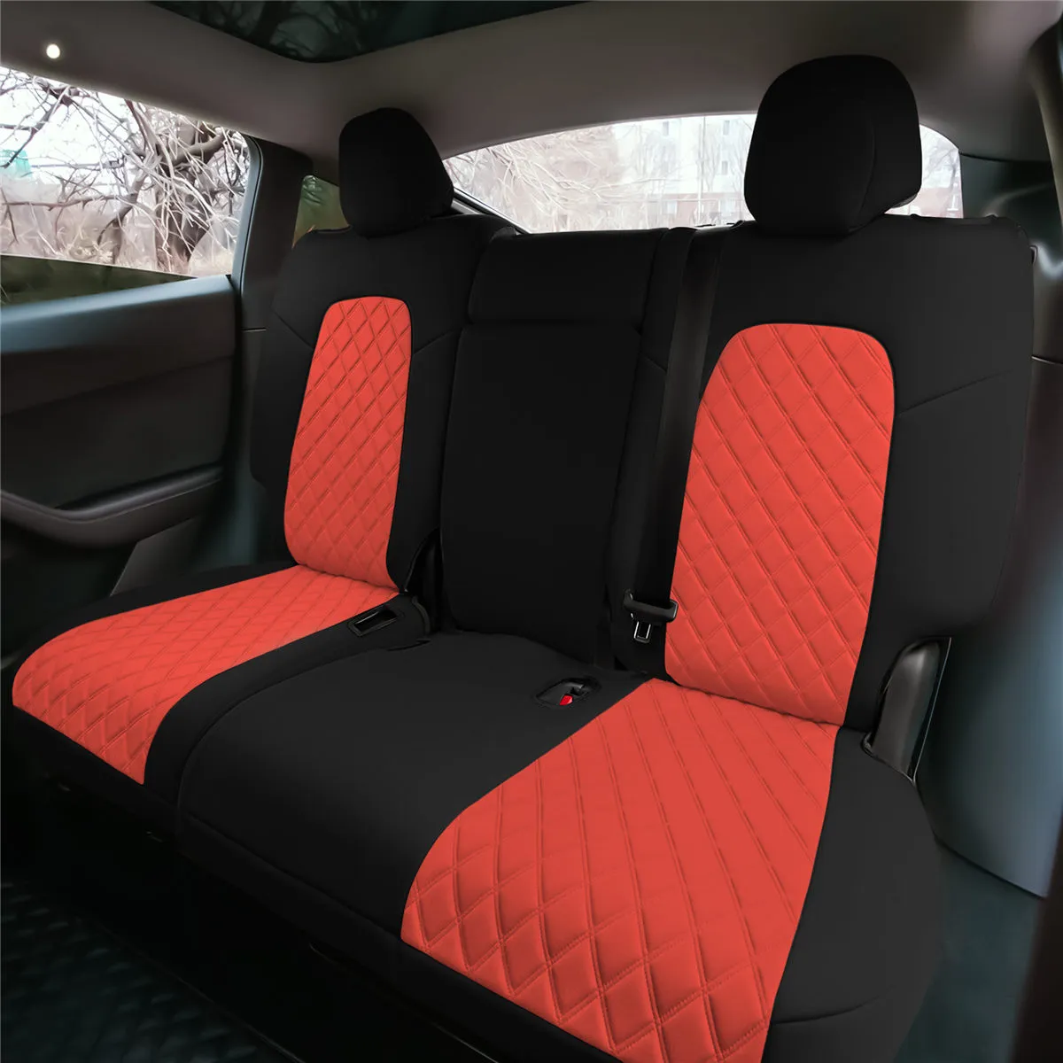 Tesla Model Y 2020 - 2024 - Full Set Seat Covers - Red Ultraflex Neoprene