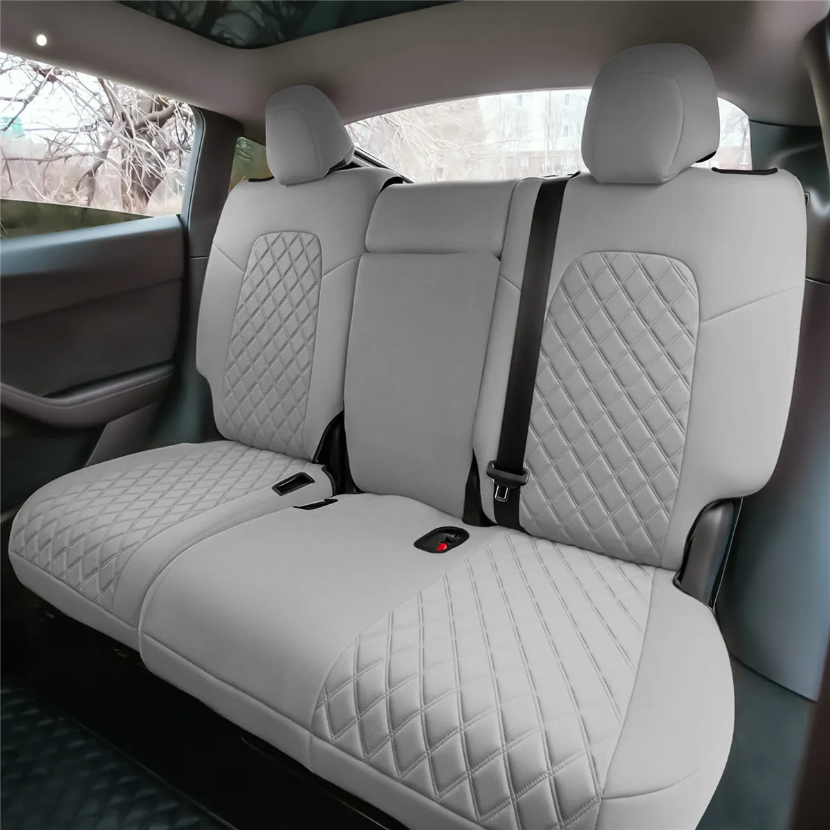 Tesla Model Y 2020 - 2024 - Full Set Seat Covers - Solid Gray Ultraflex Neoprene