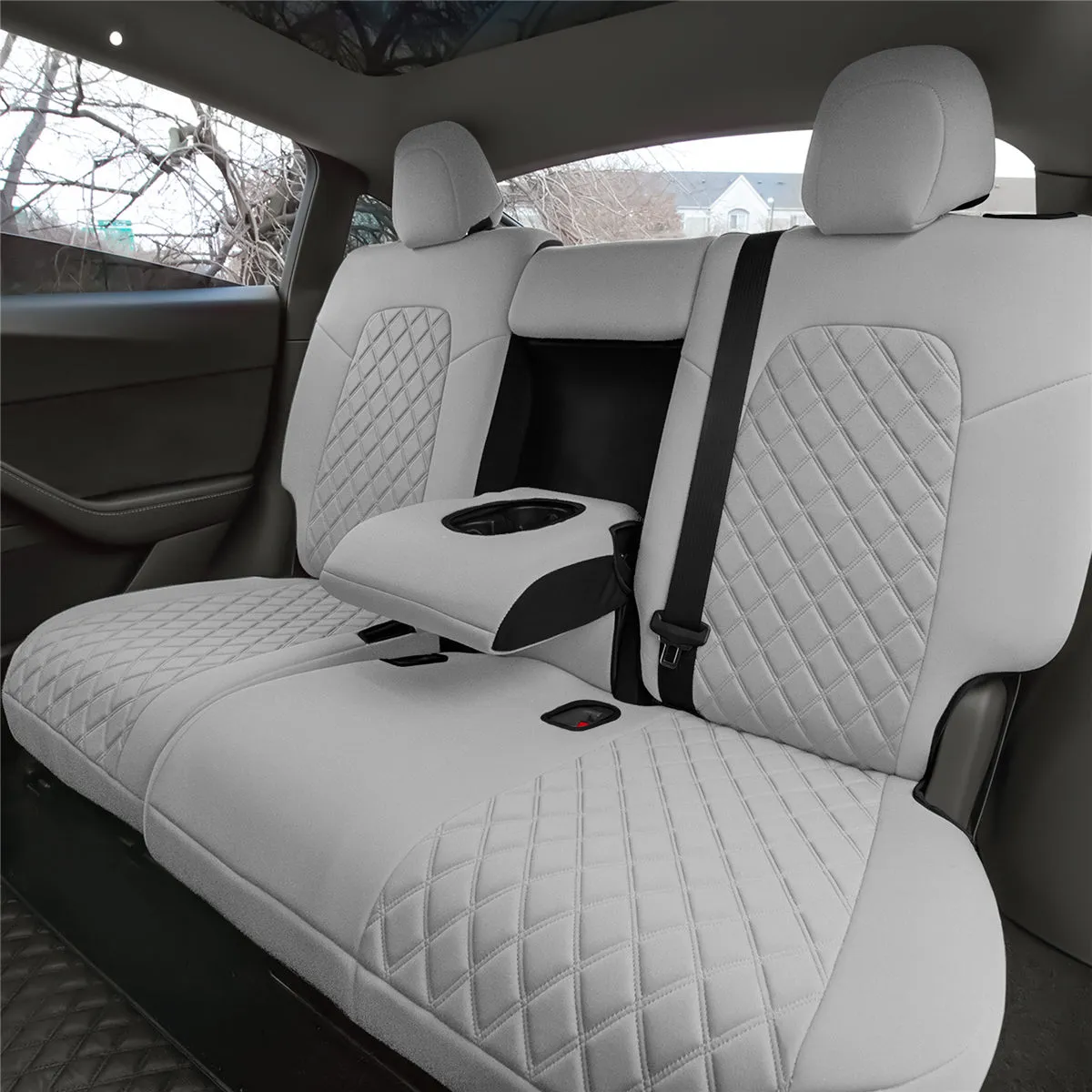 Tesla Model Y 2020 - 2024 - Full Set Seat Covers - Solid Gray Ultraflex Neoprene