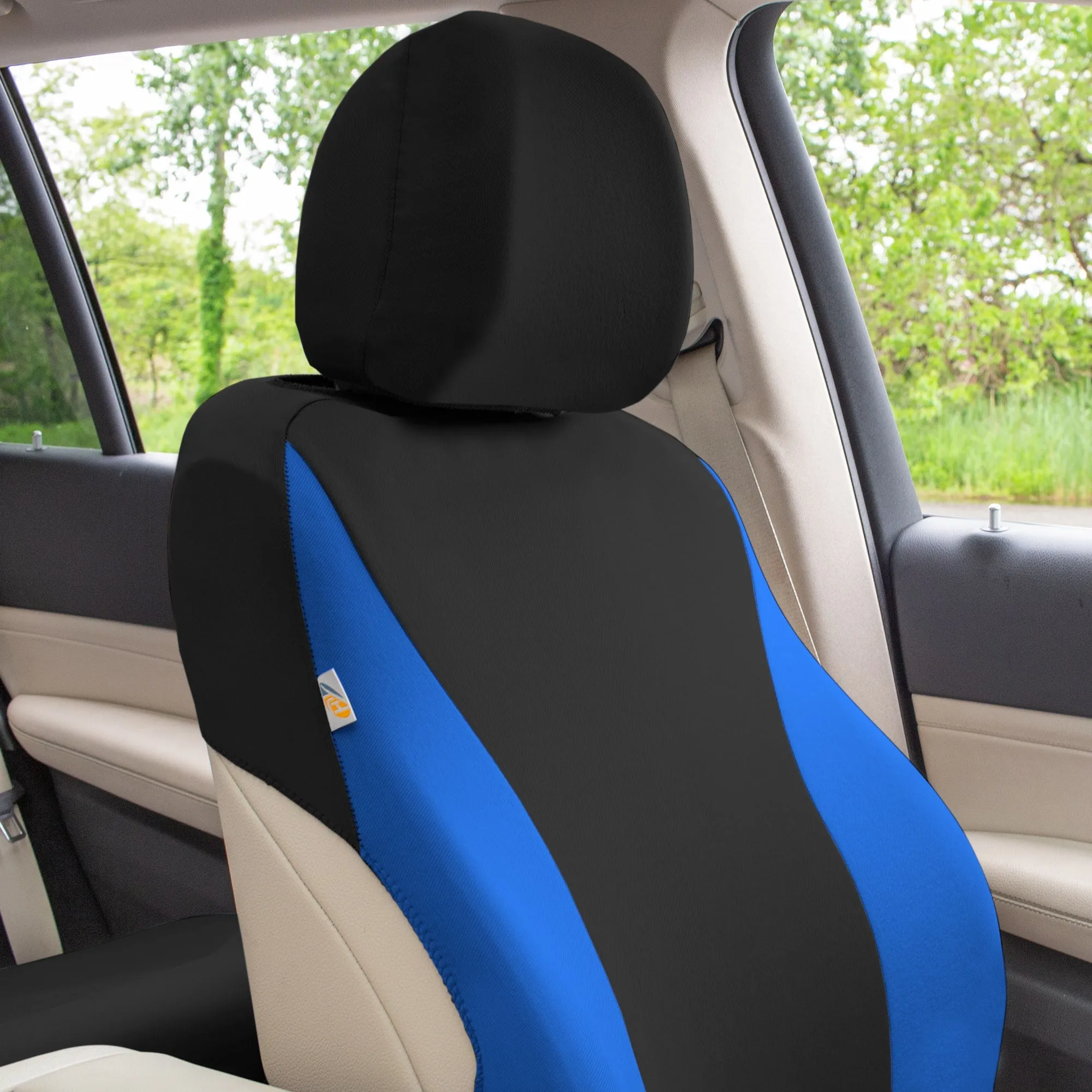 TLH Classic Flat Cloth Car Seat Covers Full Set - Blue