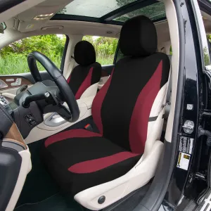 TLH Classic Flat Cloth Car Seat Covers Full Set - Burgundy