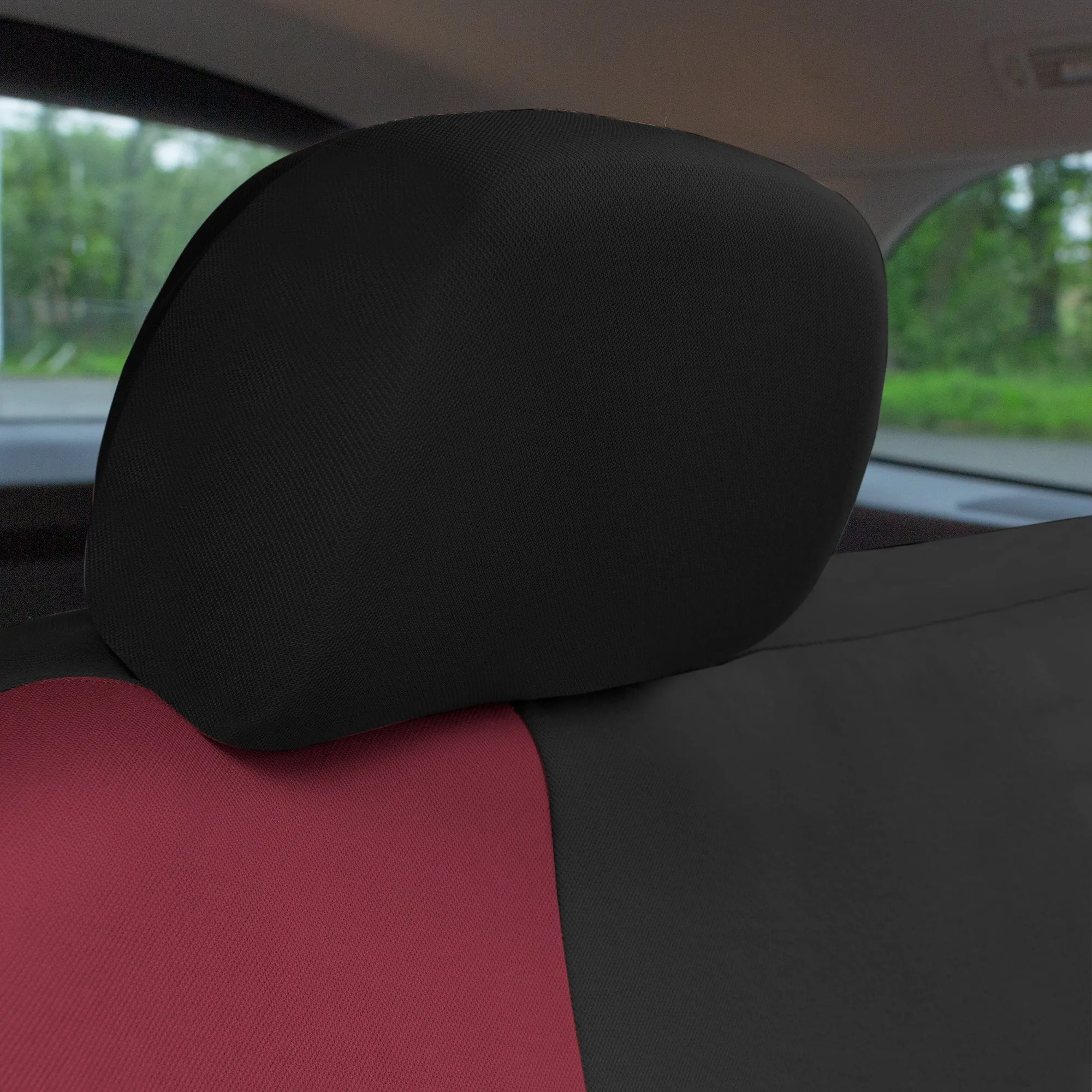 TLH Classic Flat Cloth Car Seat Covers Full Set - Burgundy