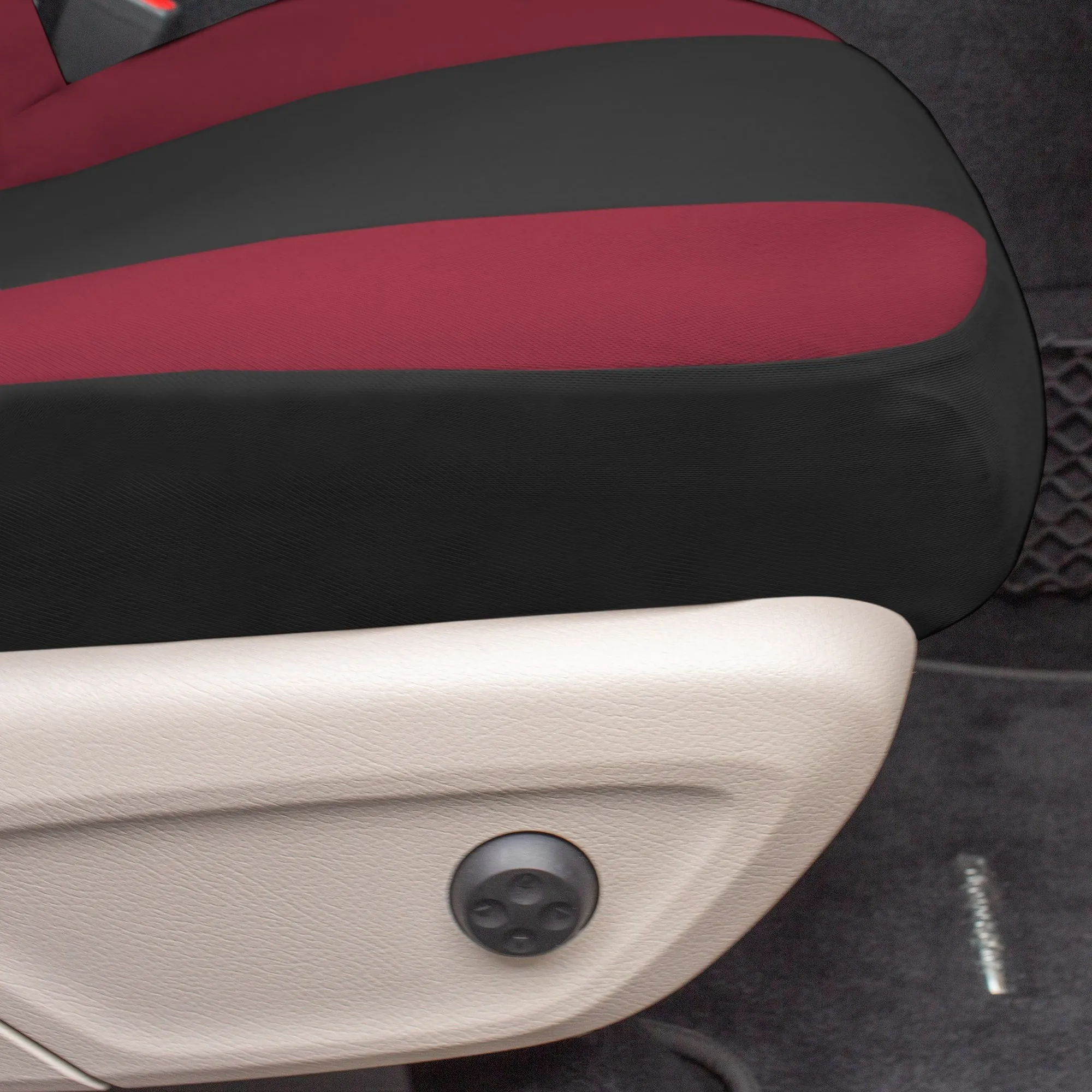 TLH Classic Flat Cloth Car Seat Covers Full Set - Burgundy