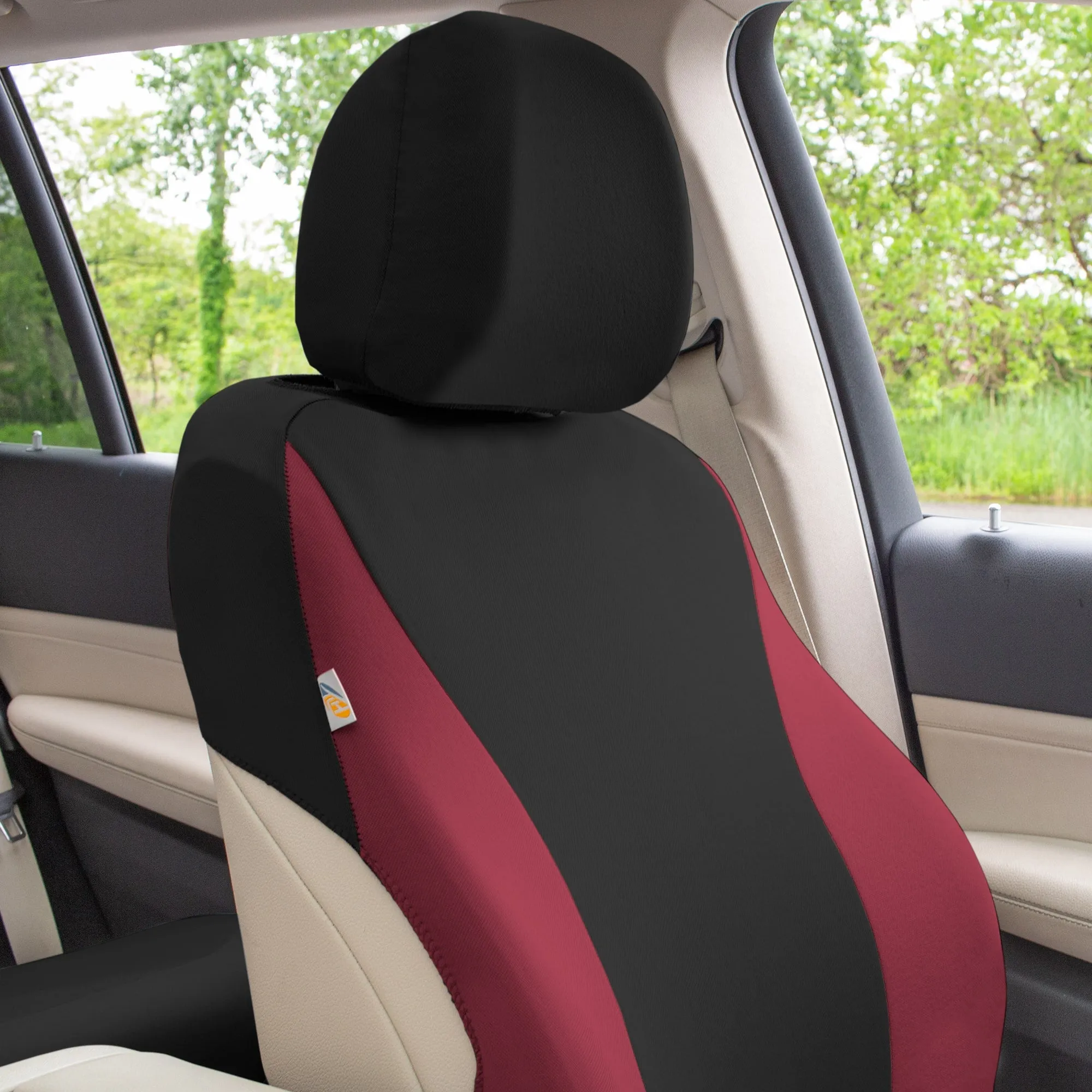 TLH Classic Flat Cloth Car Seat Covers Full Set - Burgundy