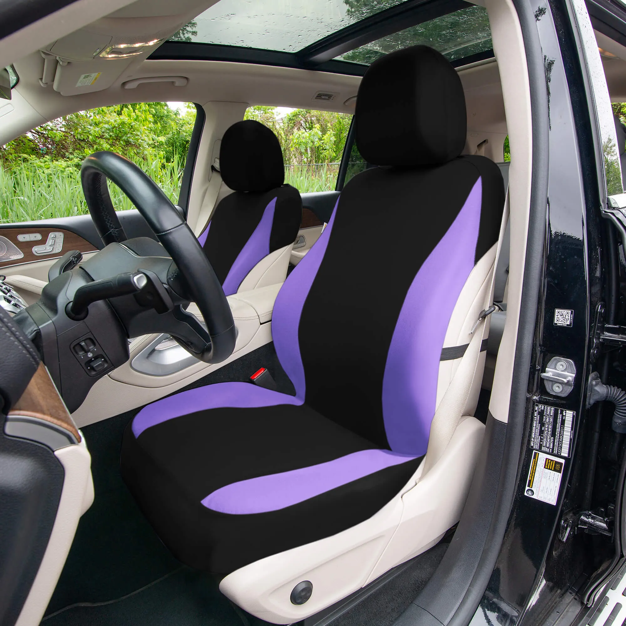 TLH Classic Flat Cloth Car Seat Covers Full Set - Purple