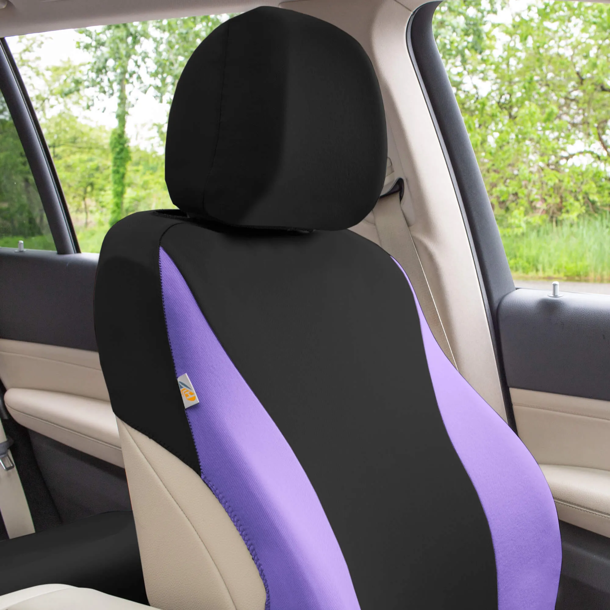 TLH Classic Flat Cloth Car Seat Covers Full Set - Purple