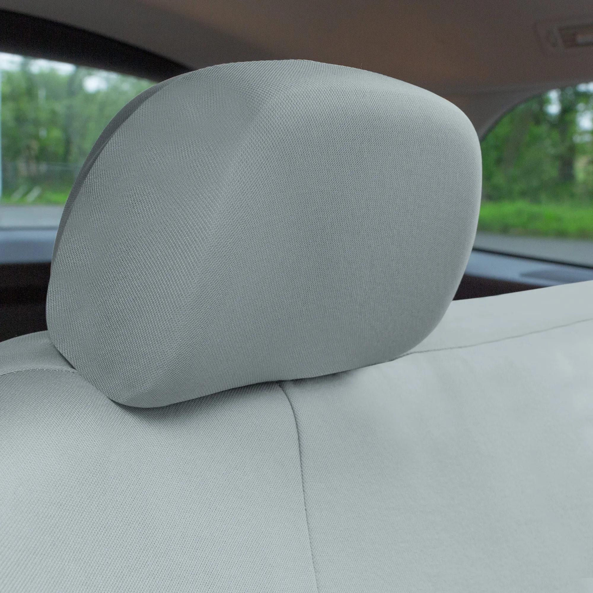 TLH Classic Flat Cloth Car Seat Covers Full Set - Solid Gray
