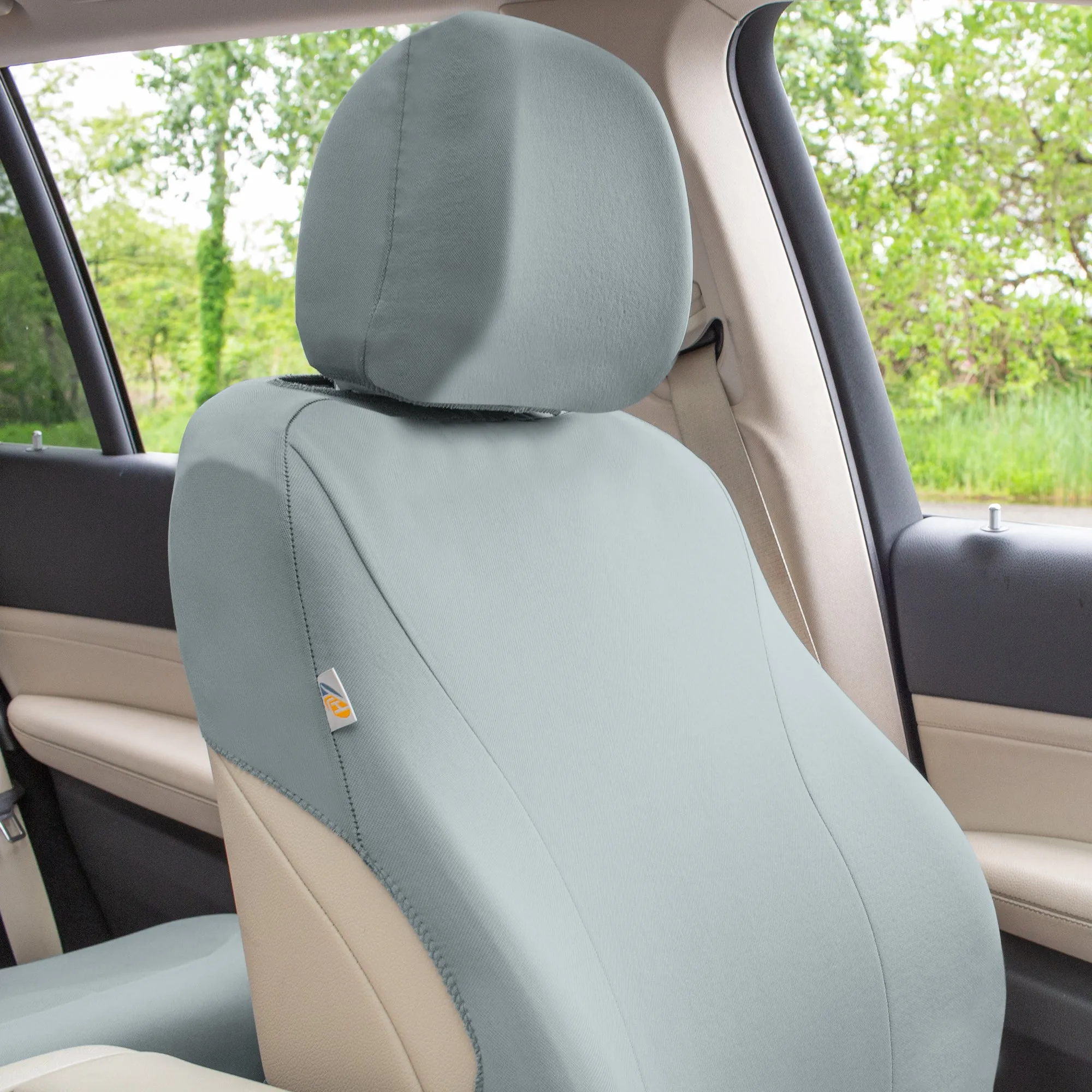 TLH Classic Flat Cloth Car Seat Covers Full Set - Solid Gray