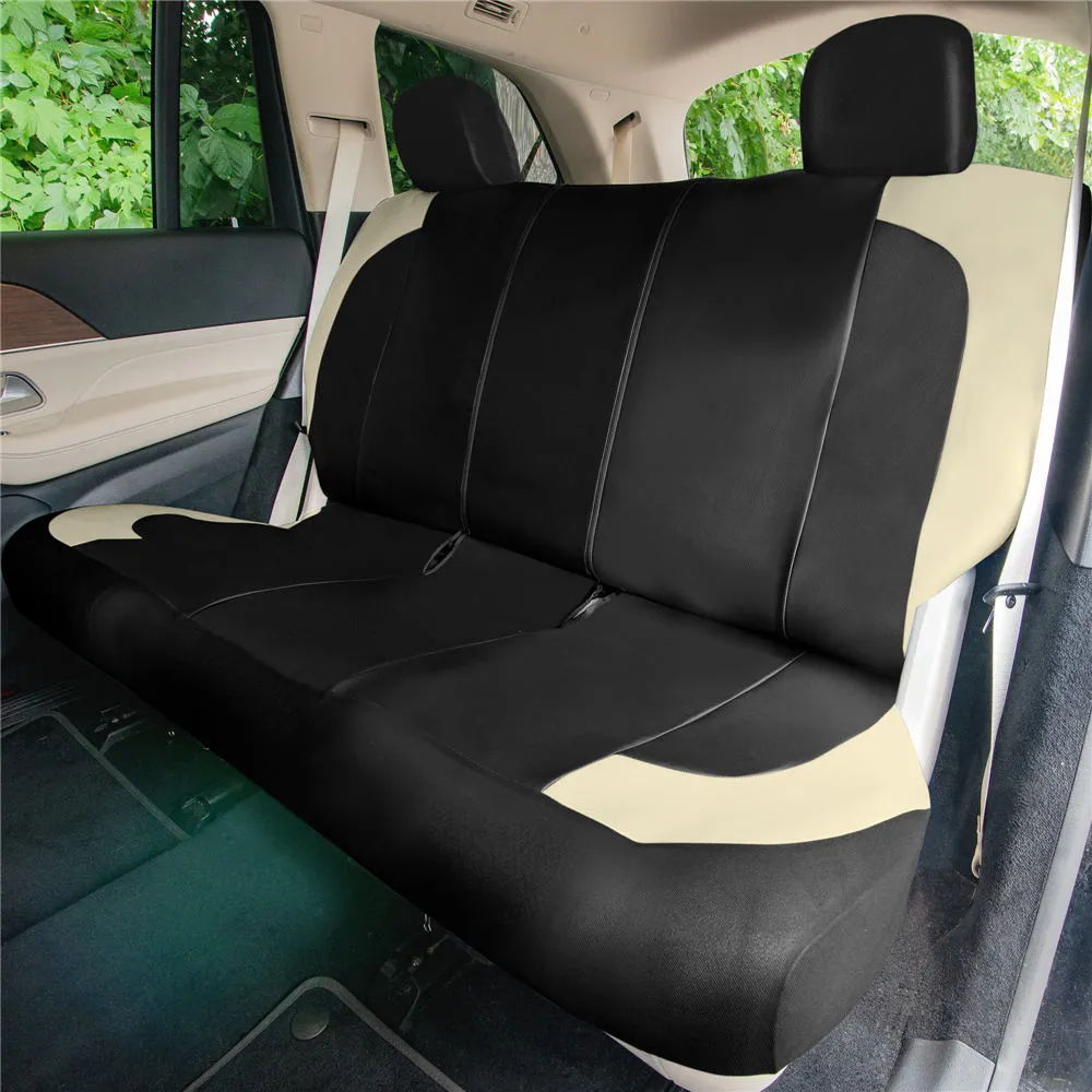 TLH Universal Fit Car Seat Cover - Full Set of Automotive Seat Covers Beige