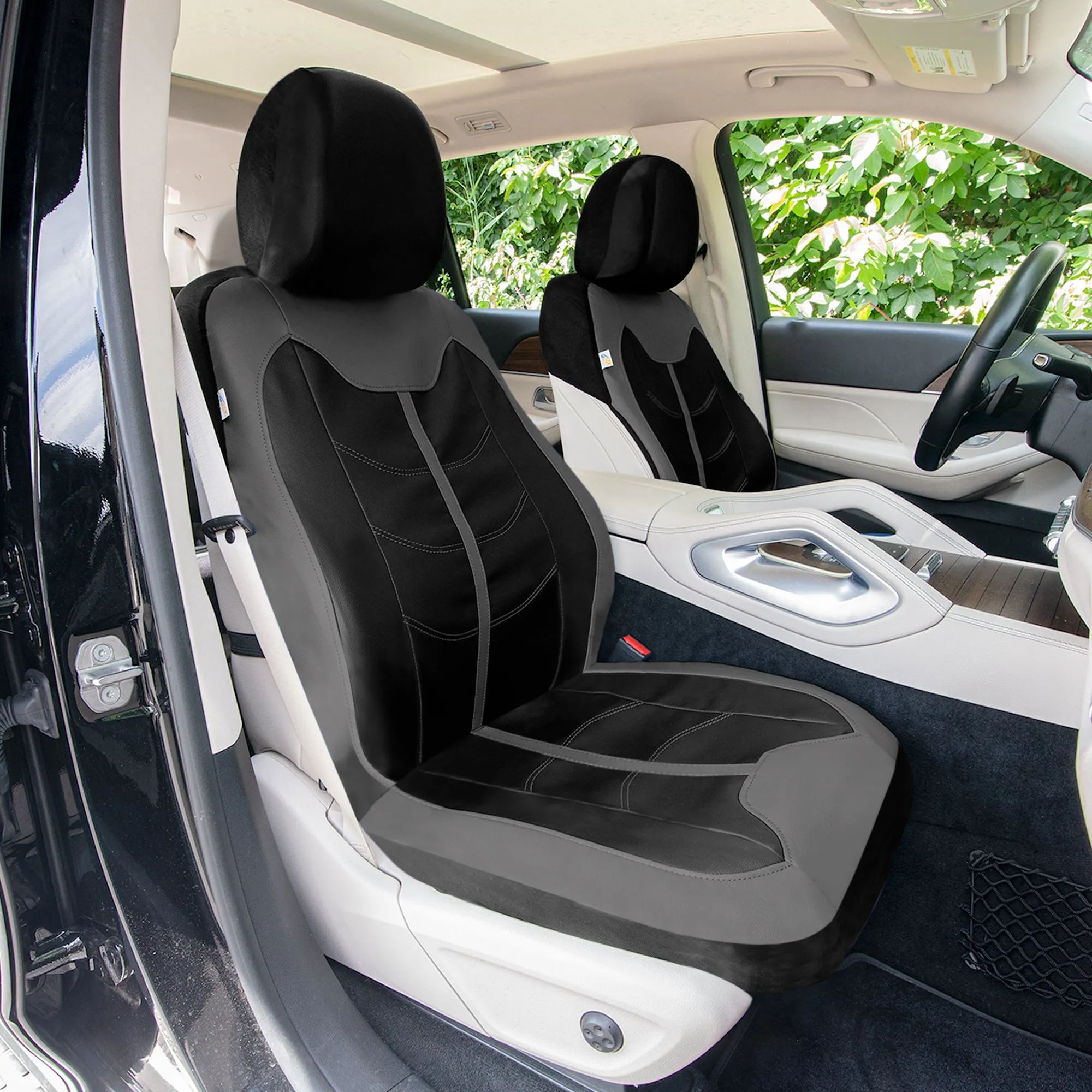TLH Universal Fit Car Seat Cover - Full Set of Automotive Seat Covers Gray