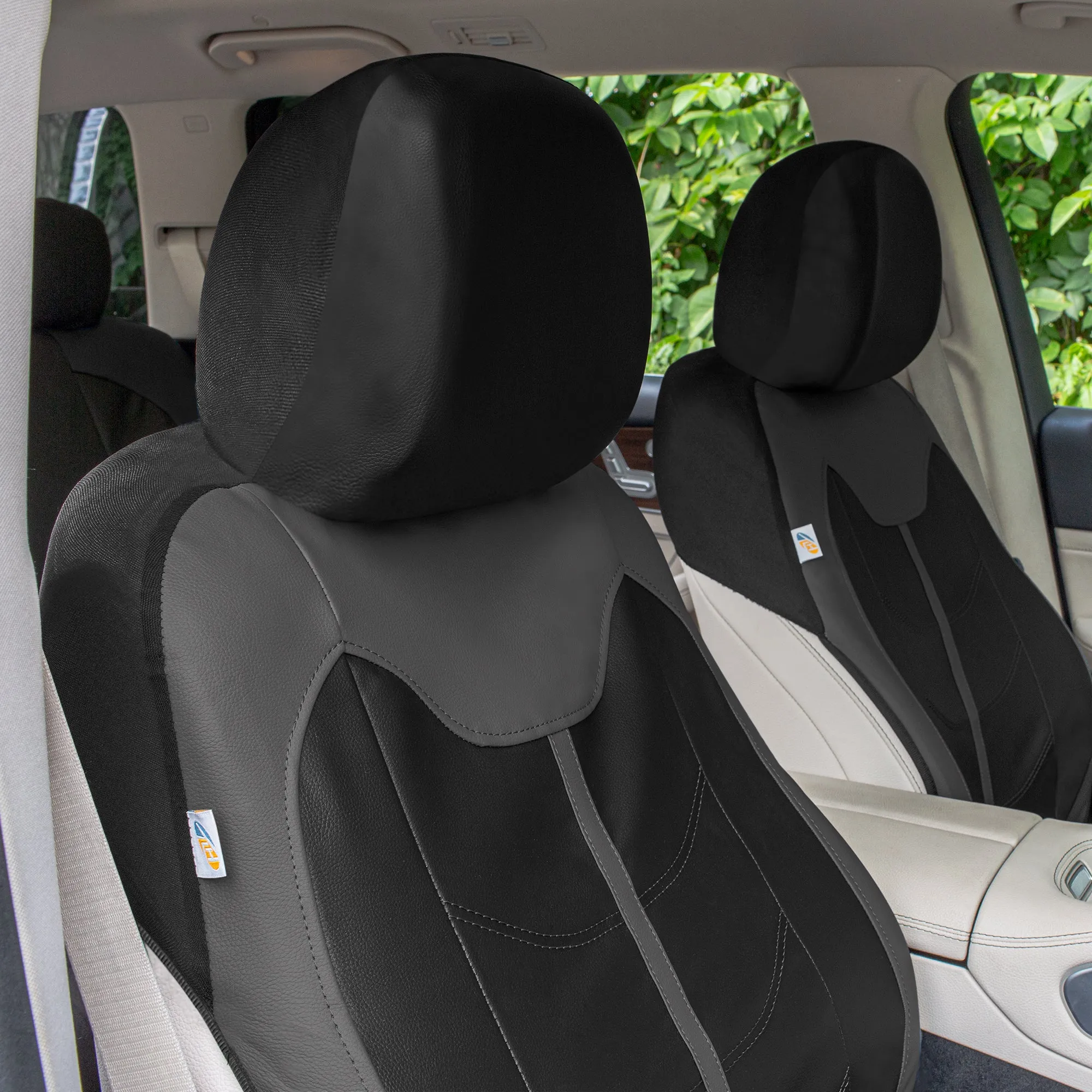 TLH Universal Fit Car Seat Cover - Full Set of Automotive Seat Covers Gray