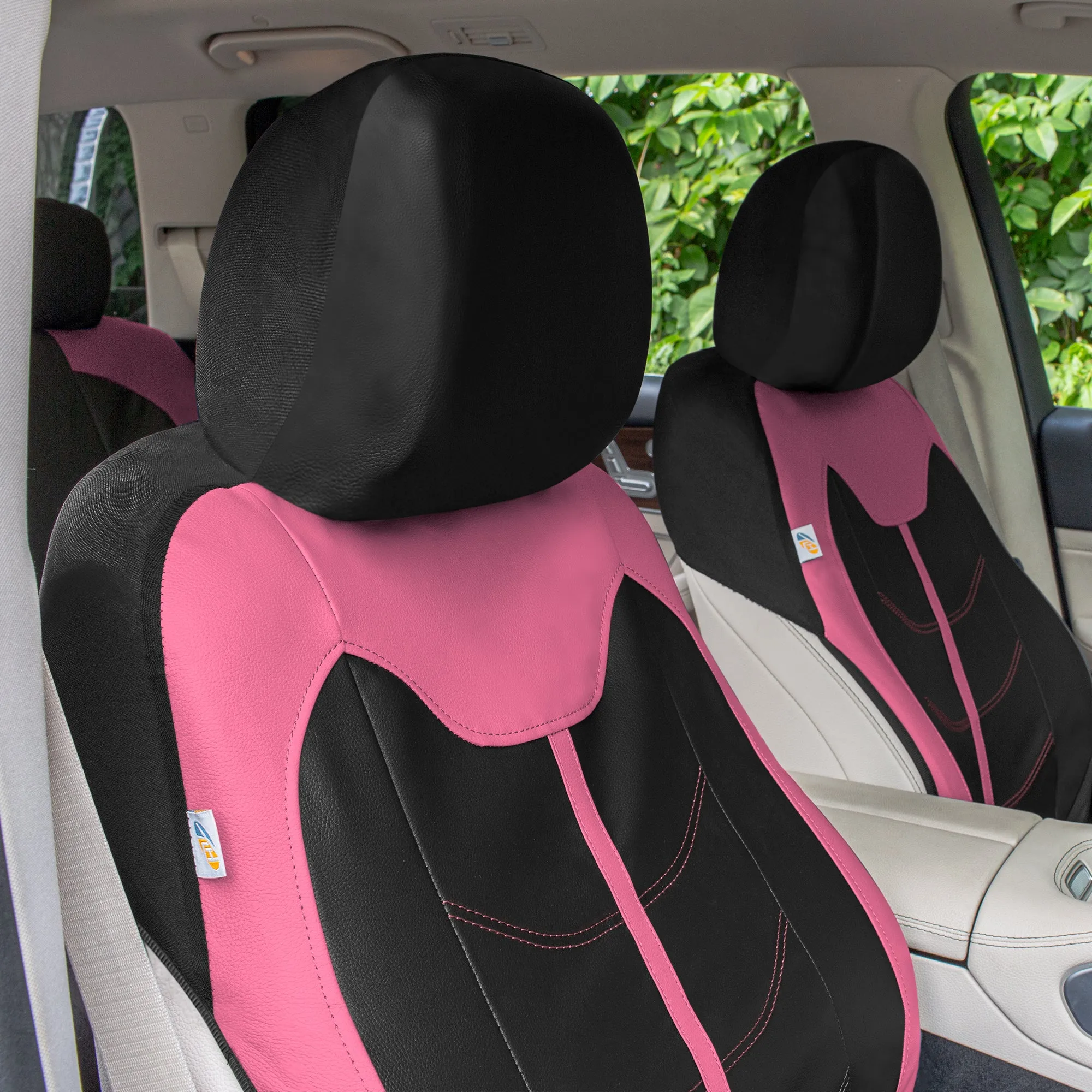 TLH Universal Fit Car Seat Cover - Full Set of Automotive Seat Covers Pink