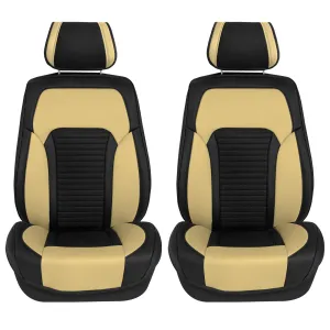 Tour19 Faux Leather 3D Mesh Seat Cushions - Front Set Beige