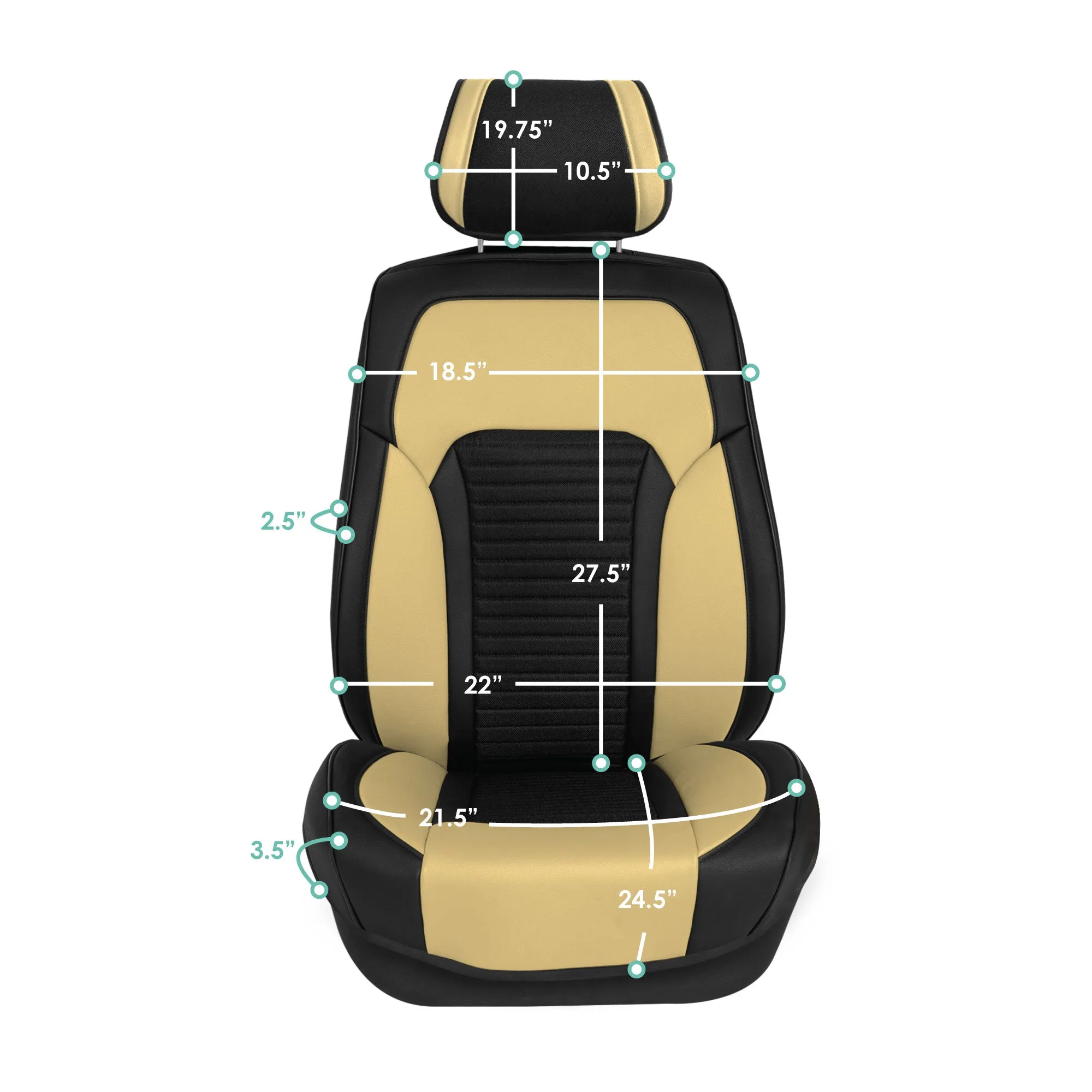 Tour19 Faux Leather 3D Mesh Seat Cushions - Front Set Beige
