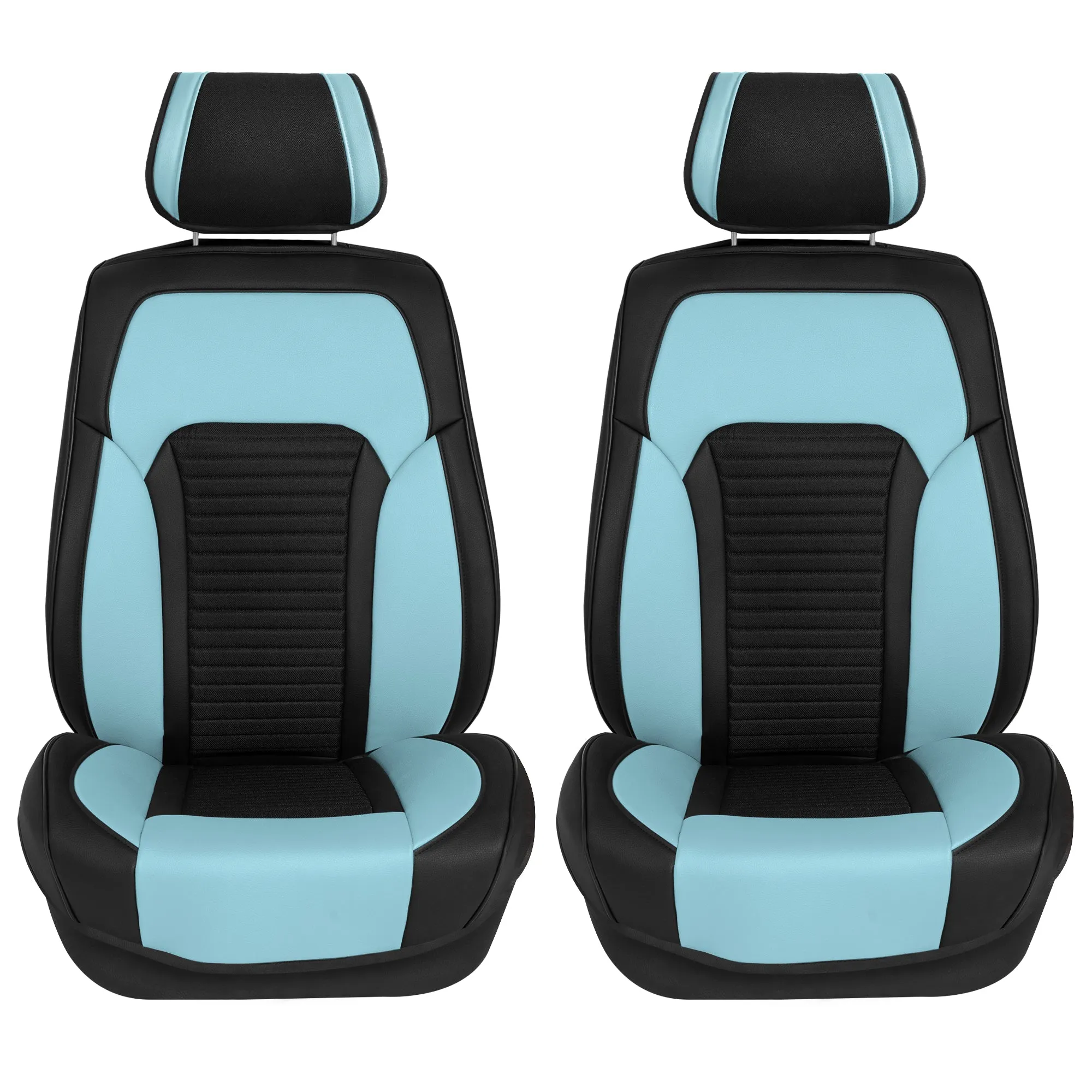Tour19 Faux Leather 3D Mesh Seat Cushions - Front Set Blue