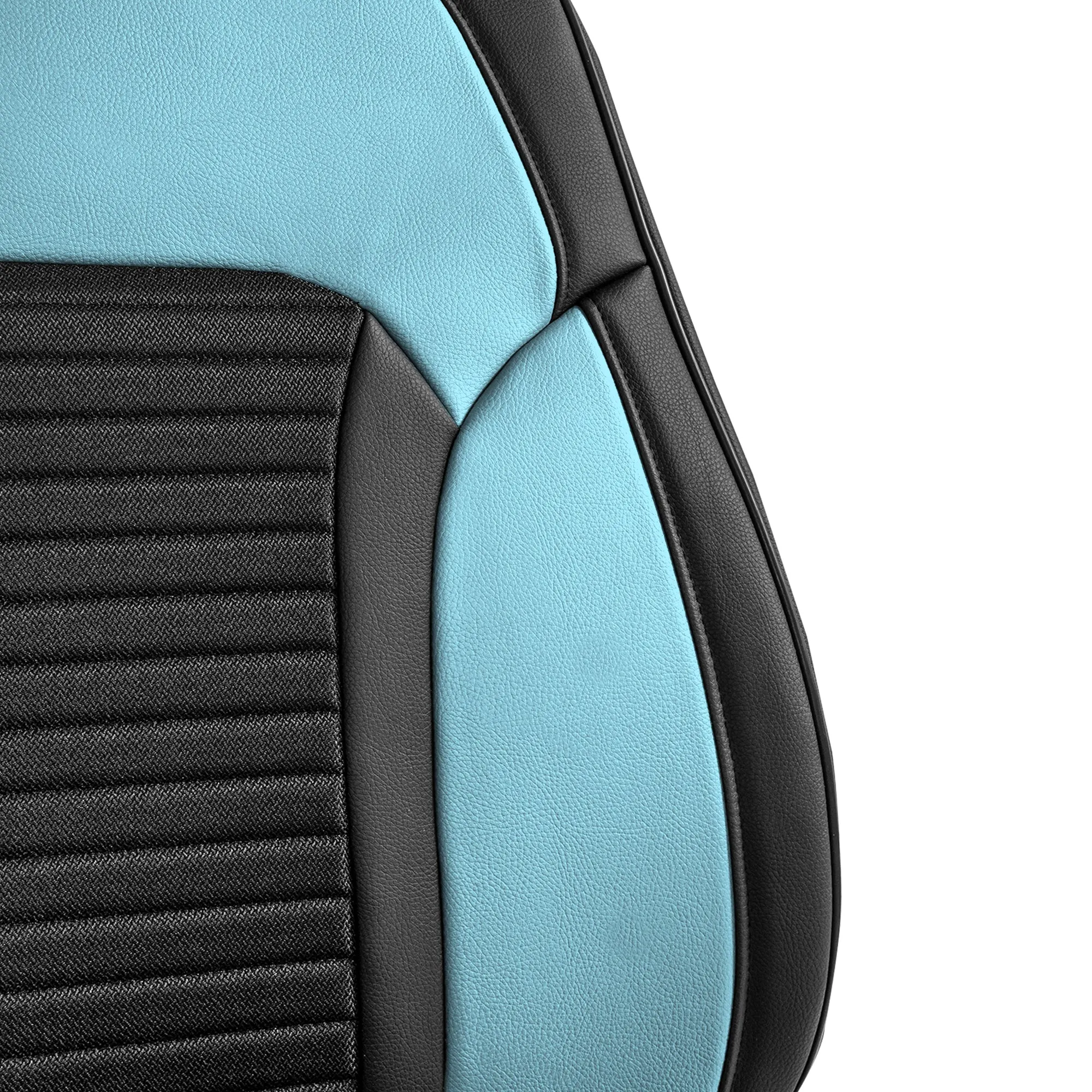 Tour19 Faux Leather 3D Mesh Seat Cushions - Front Set Blue