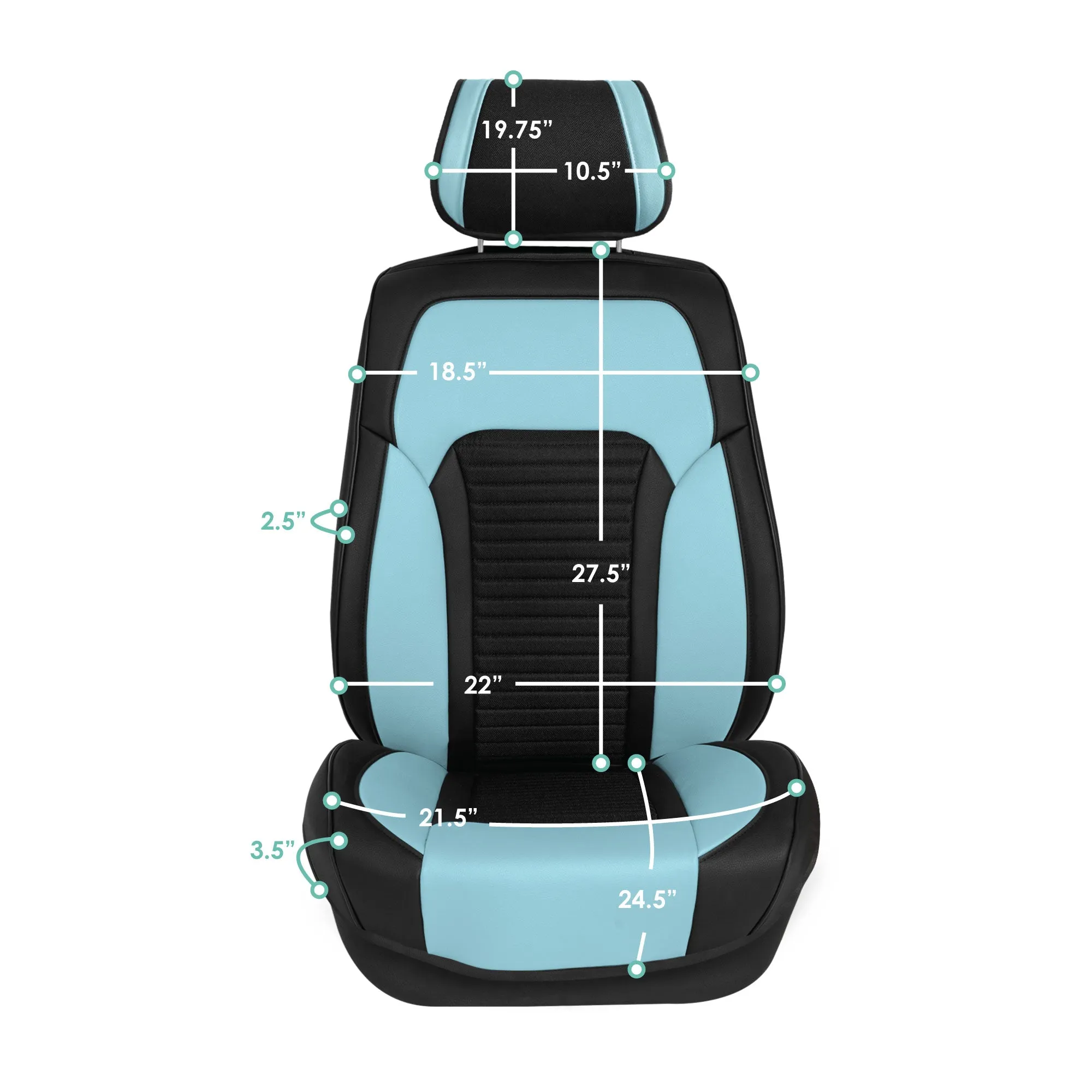 Tour19 Faux Leather 3D Mesh Seat Cushions - Front Set Blue