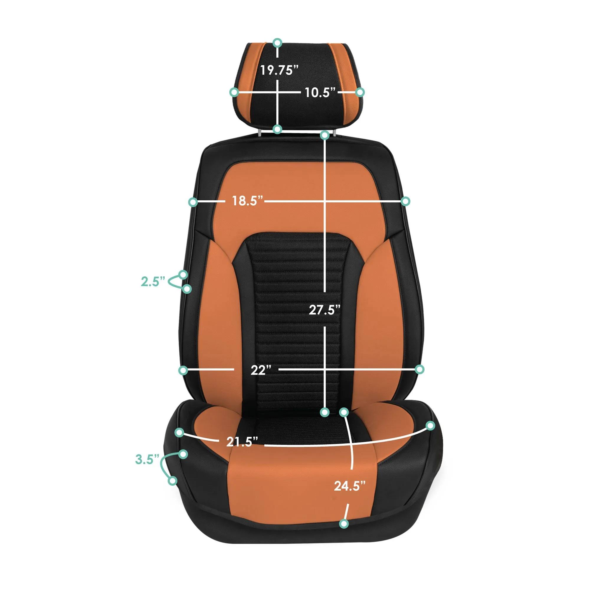 Tour19 Faux Leather 3D Mesh Seat Cushions - Front Set Brown