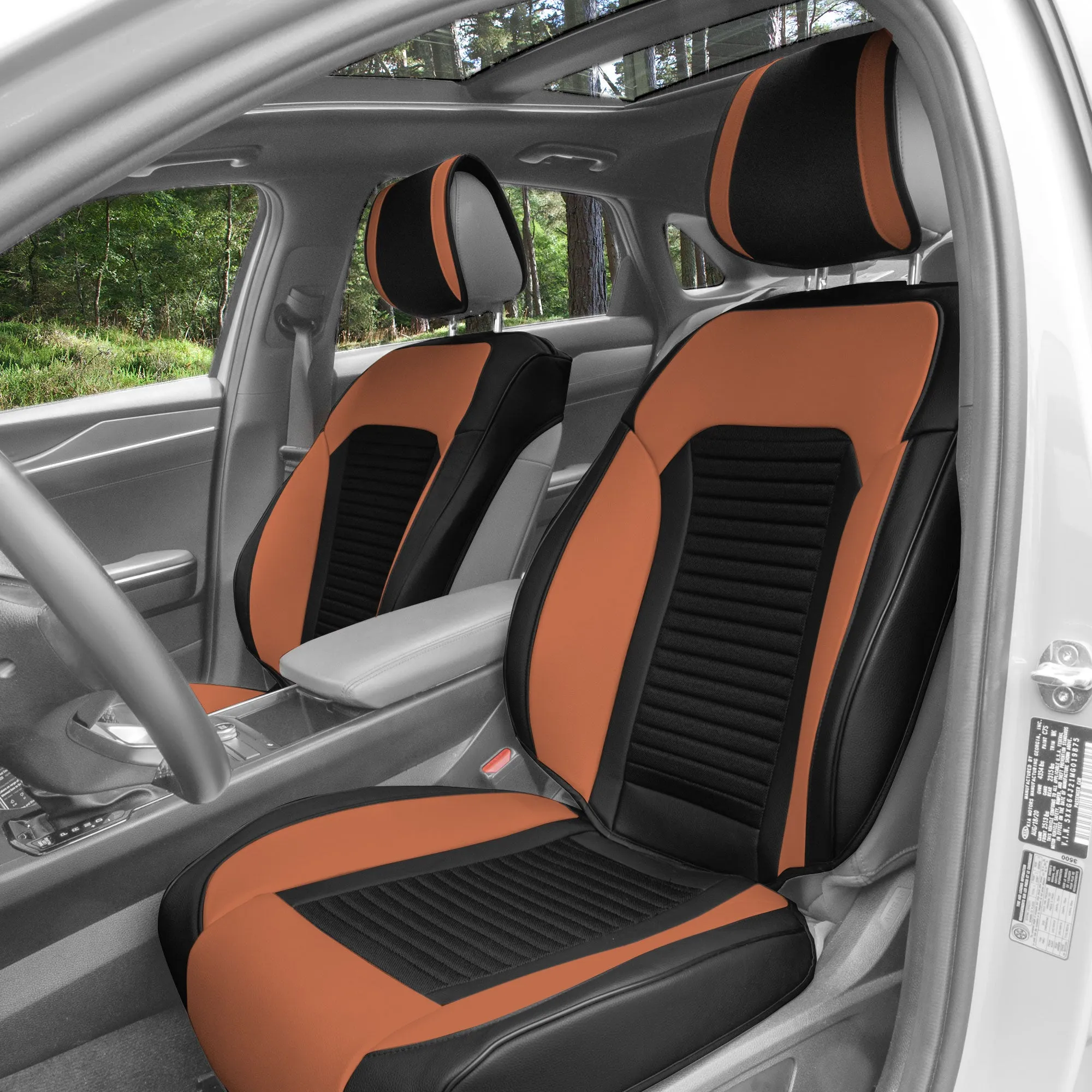 Tour19 Faux Leather 3D Mesh Seat Cushions - Front Set Brown