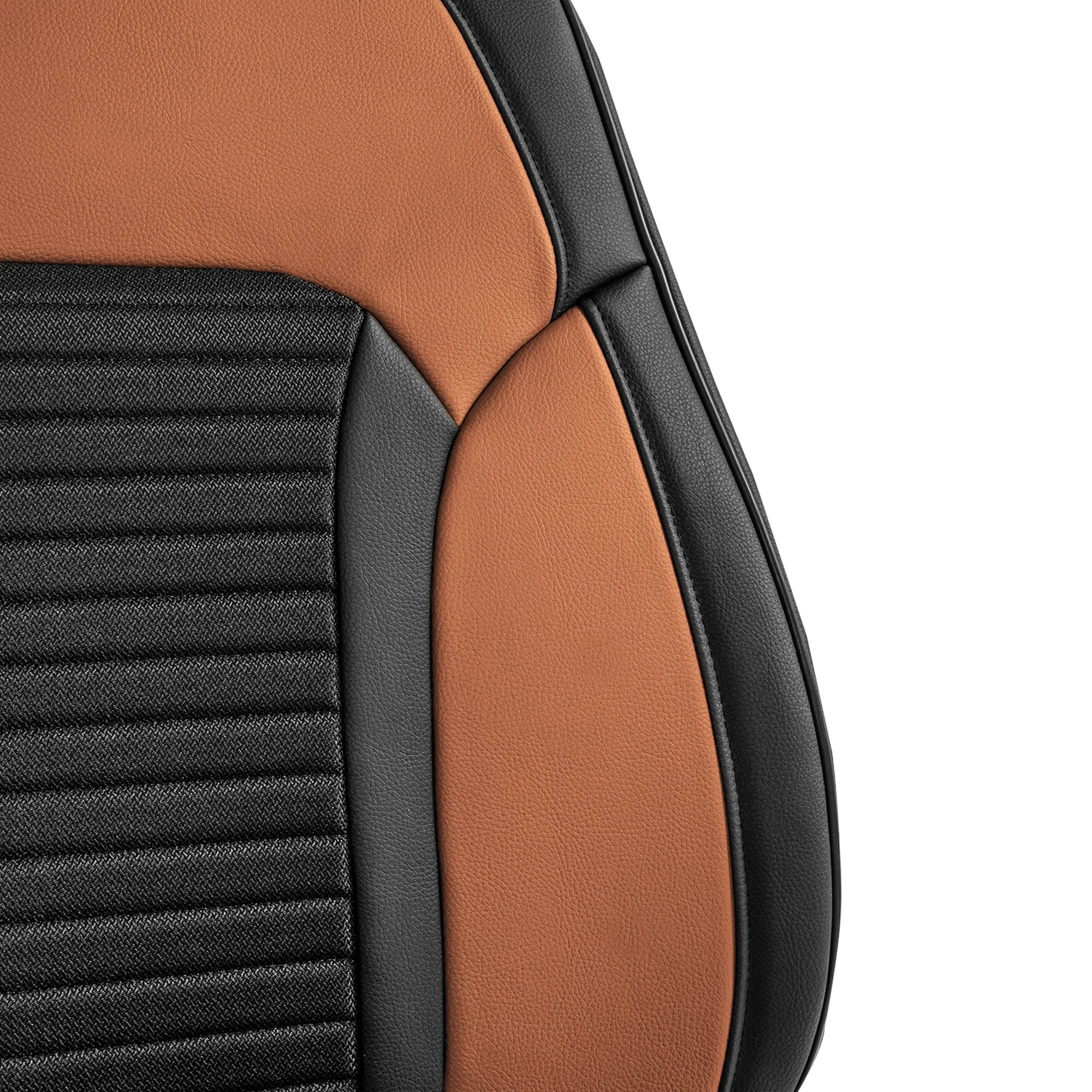 Tour19 Faux Leather 3D Mesh Seat Cushions - Front Set Brown