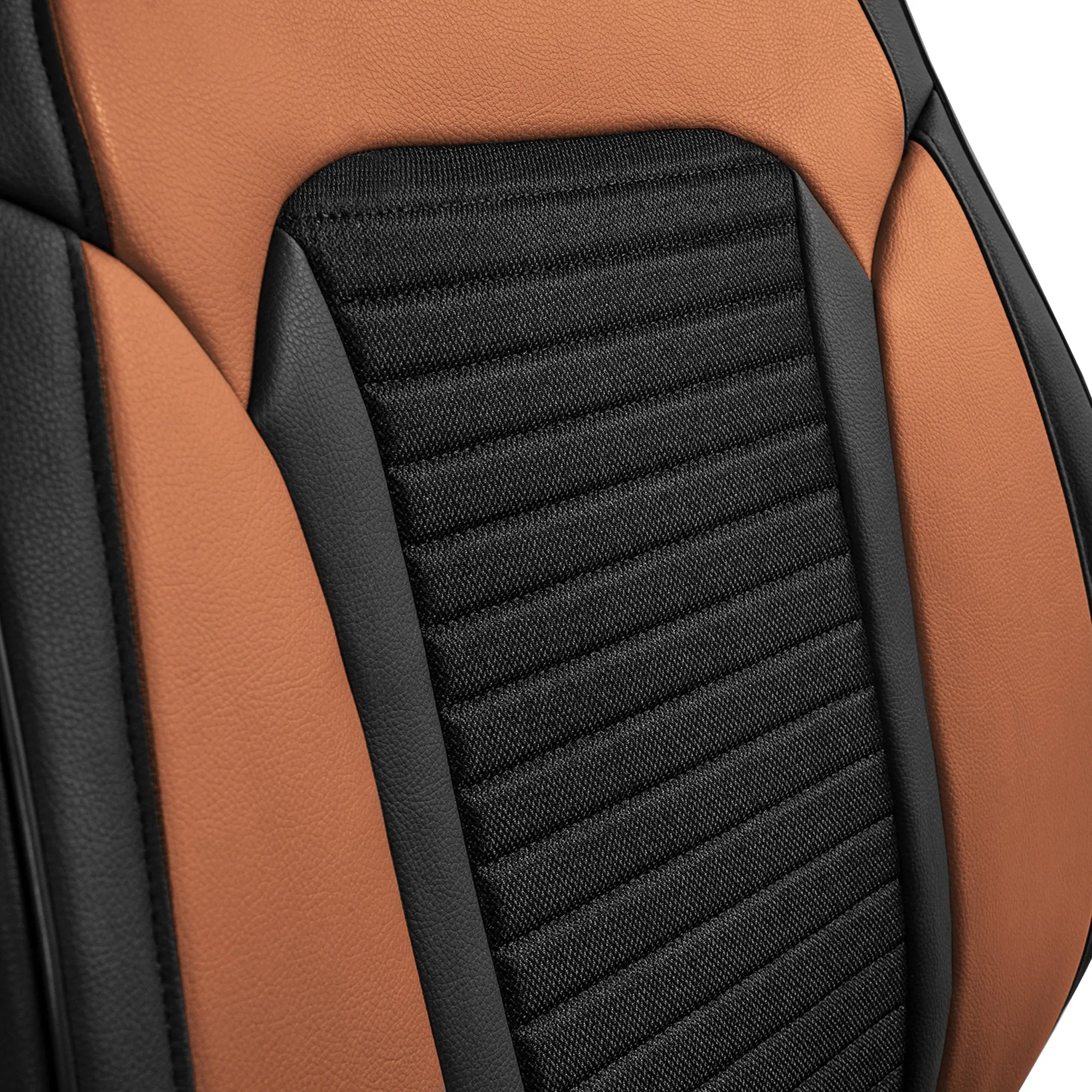 Tour19 Faux Leather 3D Mesh Seat Cushions - Front Set Brown