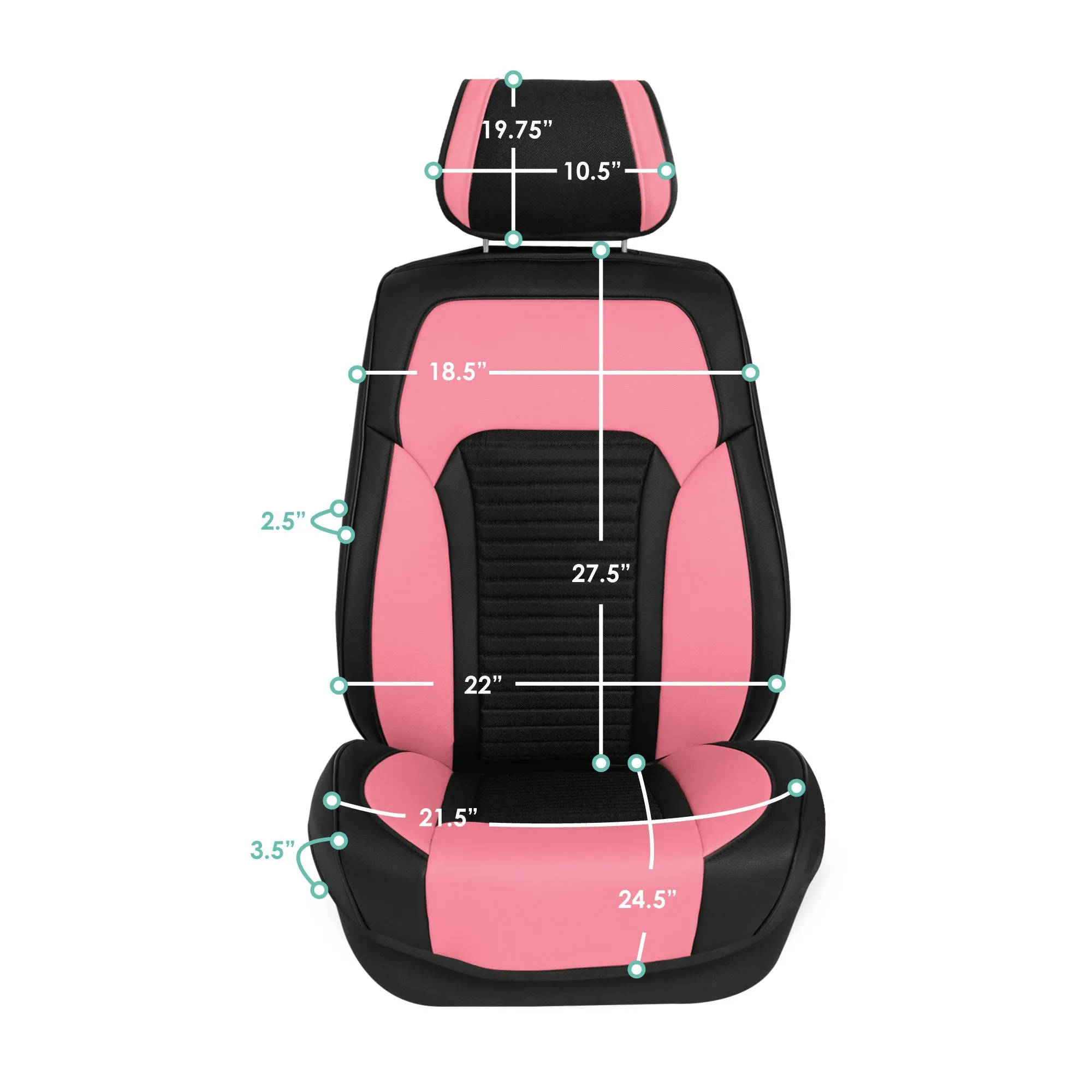 Tour19 Faux Leather 3D Mesh Seat Cushions - Front Set Pink