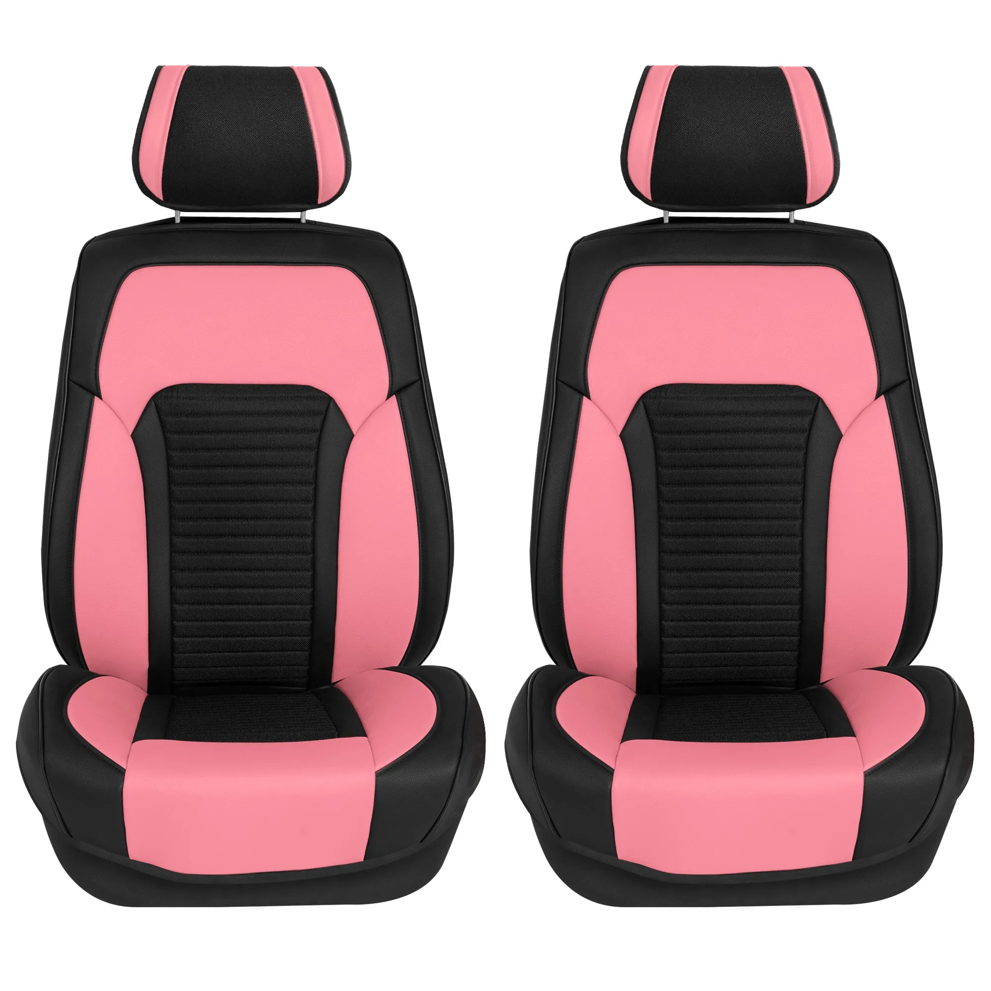 Tour19 Faux Leather 3D Mesh Seat Cushions - Front Set Pink