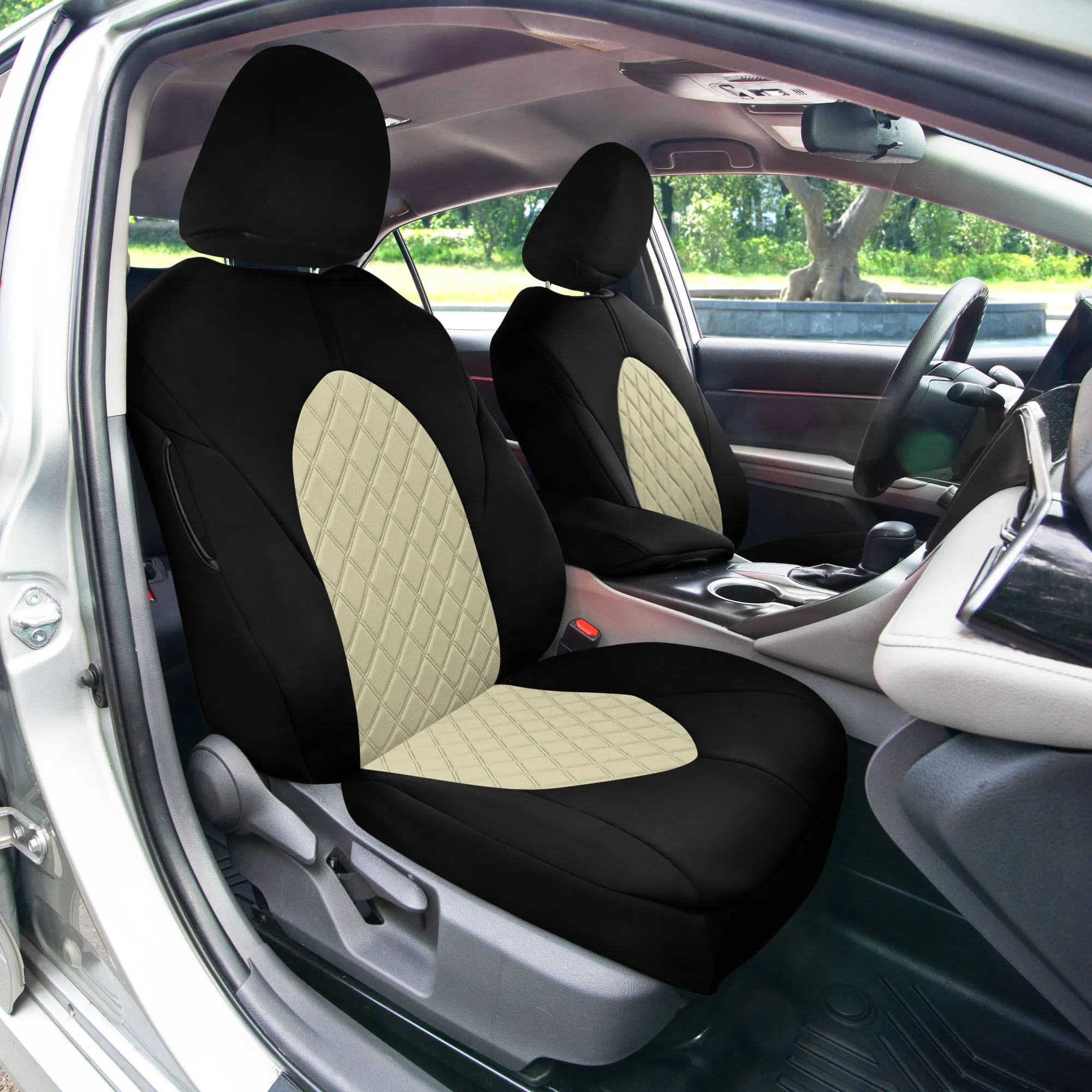 Toyota Camry 2018 - 2024  - Front Set Seat Covers - Beige Ultraflex Neoprene