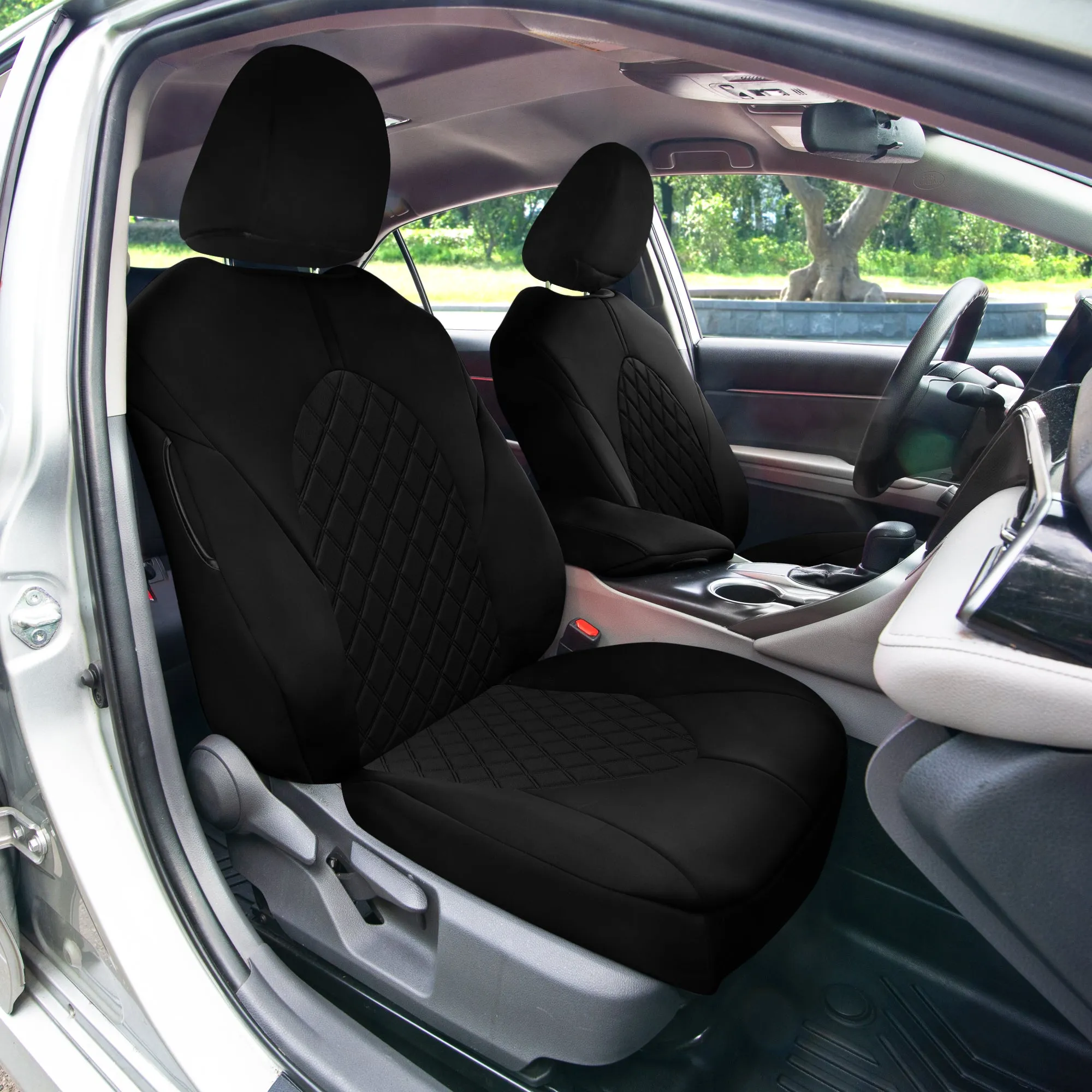 Toyota Camry 2018 - 2024  - Front Set Seat Covers - Black Ultraflex Neoprene