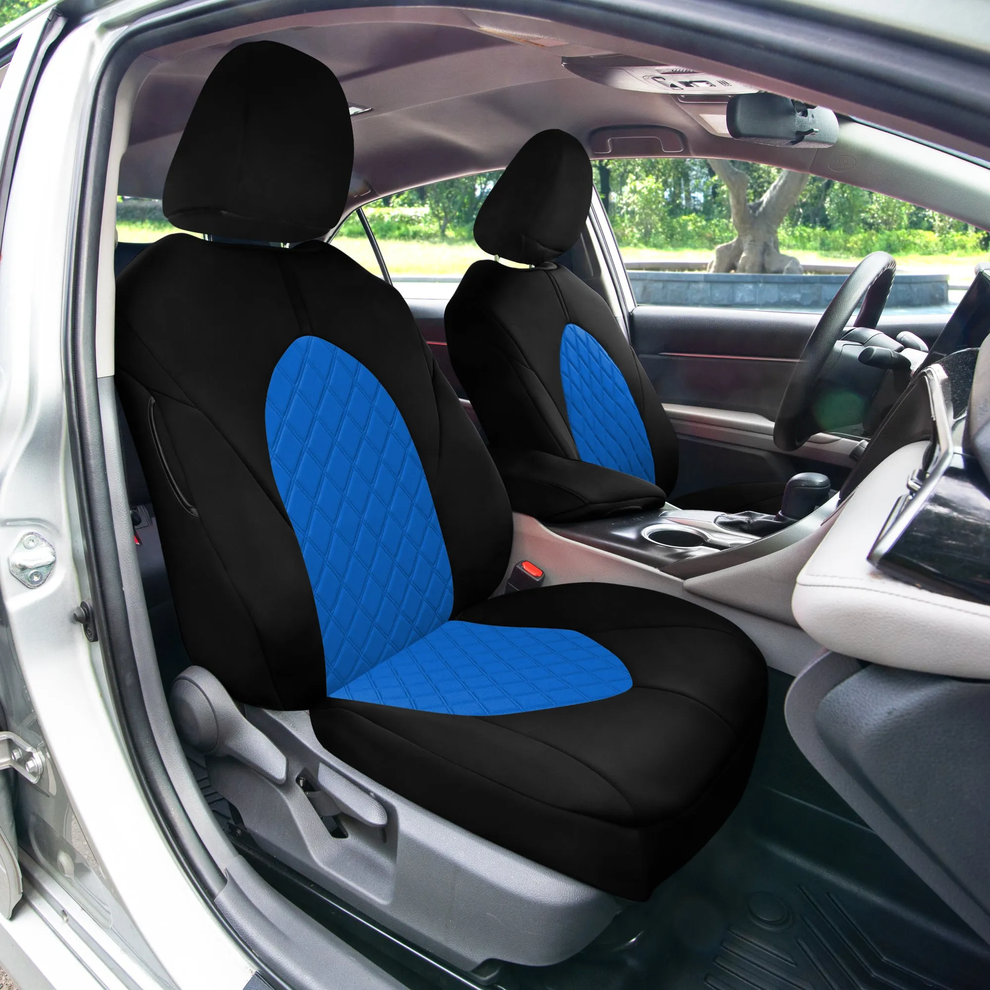 Toyota Camry 2018 - 2024  - Front Set Seat Covers - Blue Ultraflex Neoprene