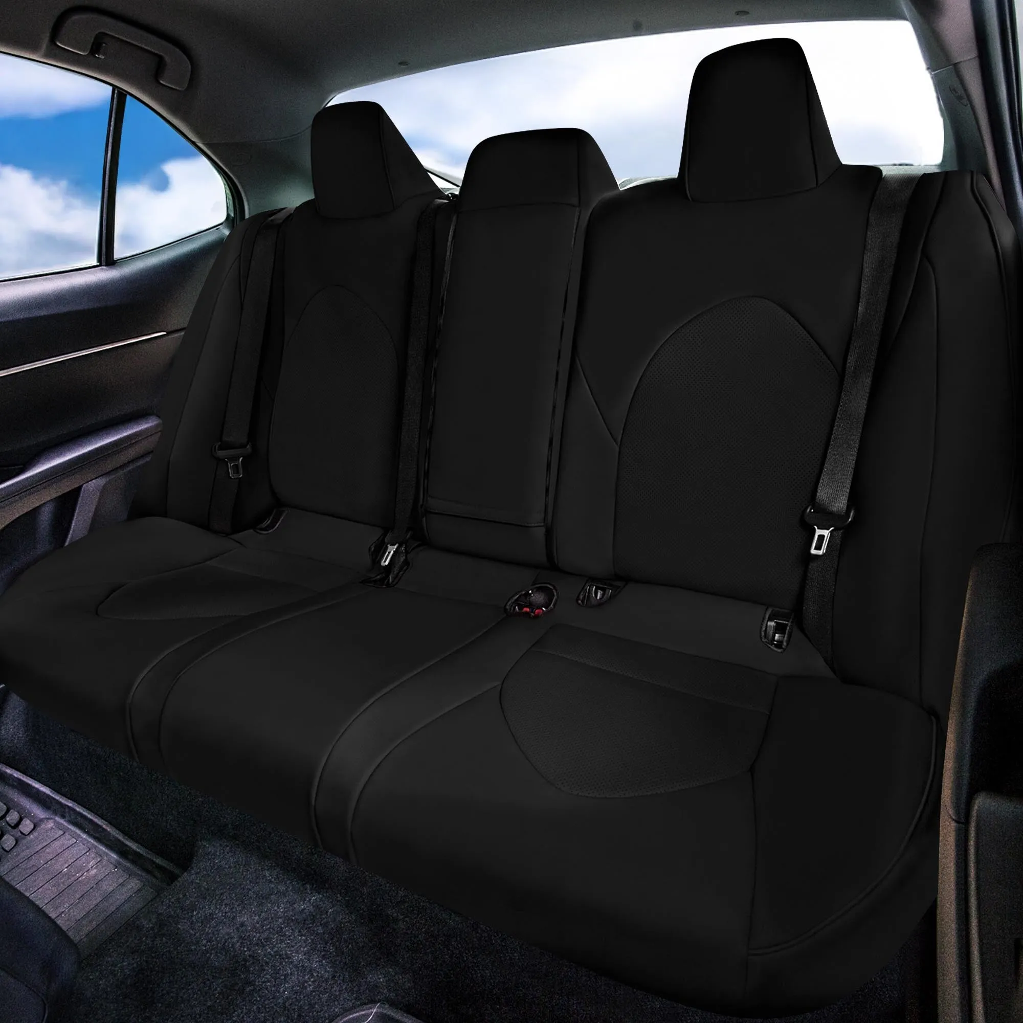 Toyota Camry 2018 - 2024 L | LE | SE | XLE | XSE - Full Set Seat Covers - Black Faux Leather