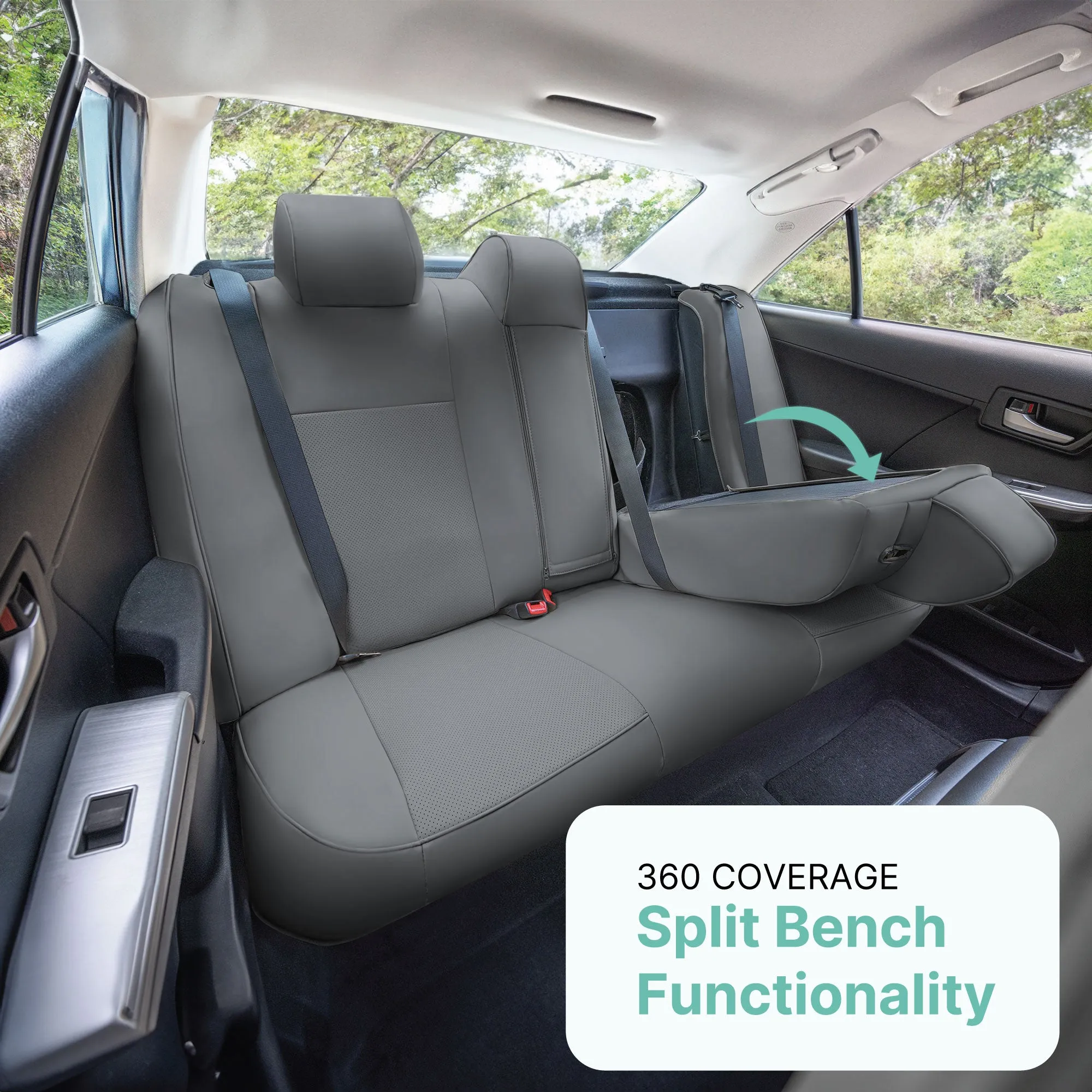 Toyota Camry LE | SE | XSE | XLE  2012-2017 - Full Set Seat Covers - Gray Faux Leather
