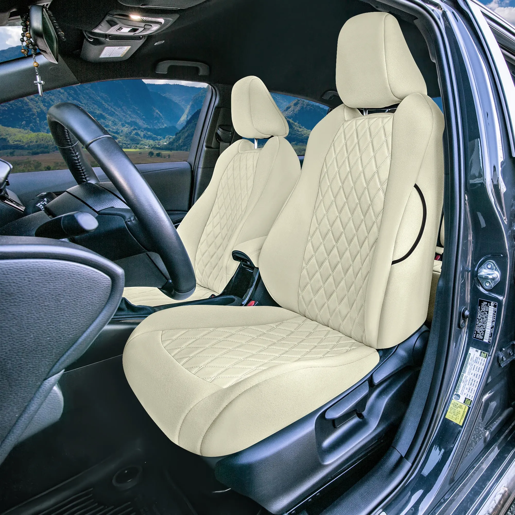 Toyota Corolla - 2020-2024 - Full Set Seat Covers - Solid Beige Ultraflex Neoprene
