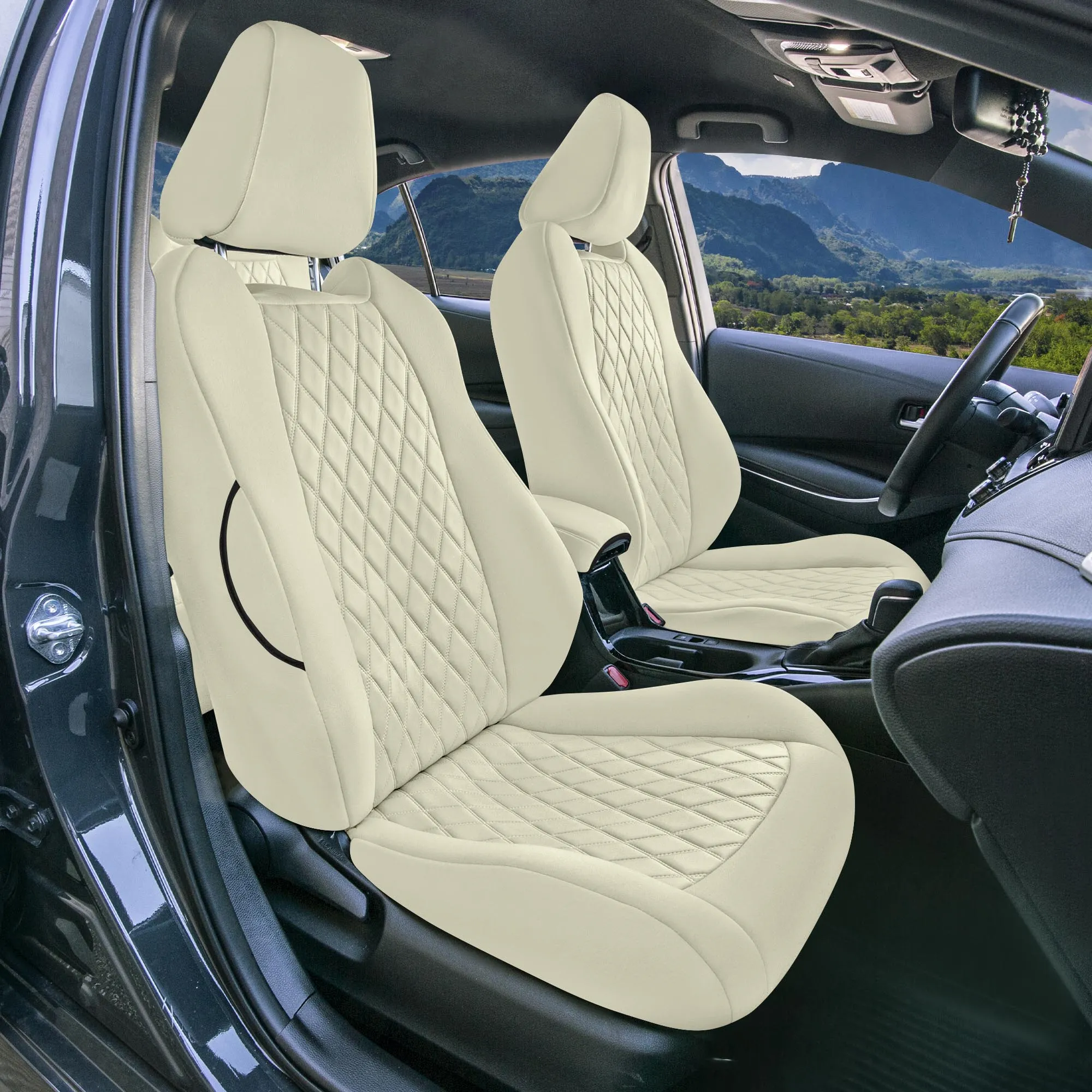 Toyota Corolla - 2020-2024 - Full Set Seat Covers - Solid Beige Ultraflex Neoprene