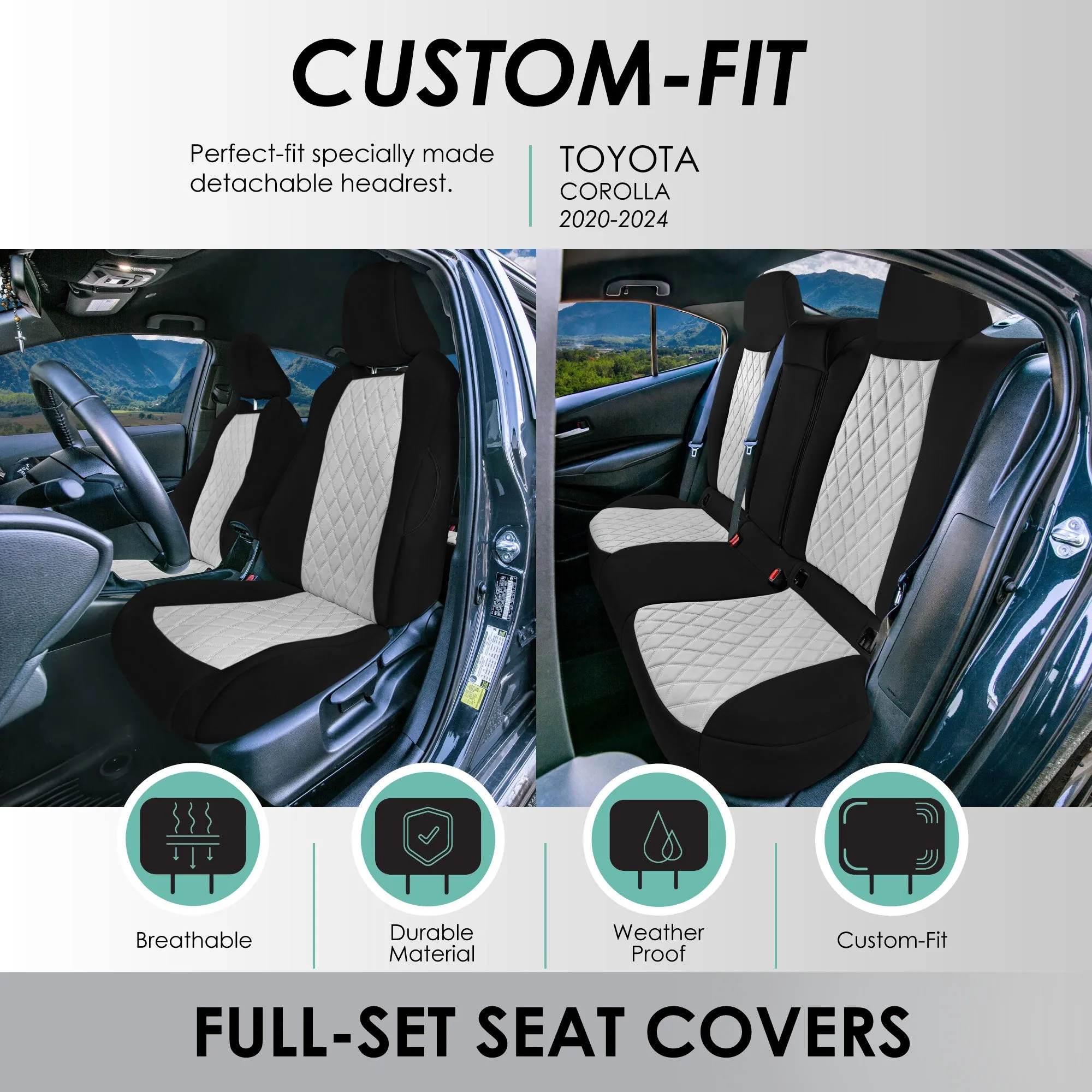Toyota Corolla Cross - 2022-2024 - Full Set Seat Covers - Gray Ultraflex Neoprene