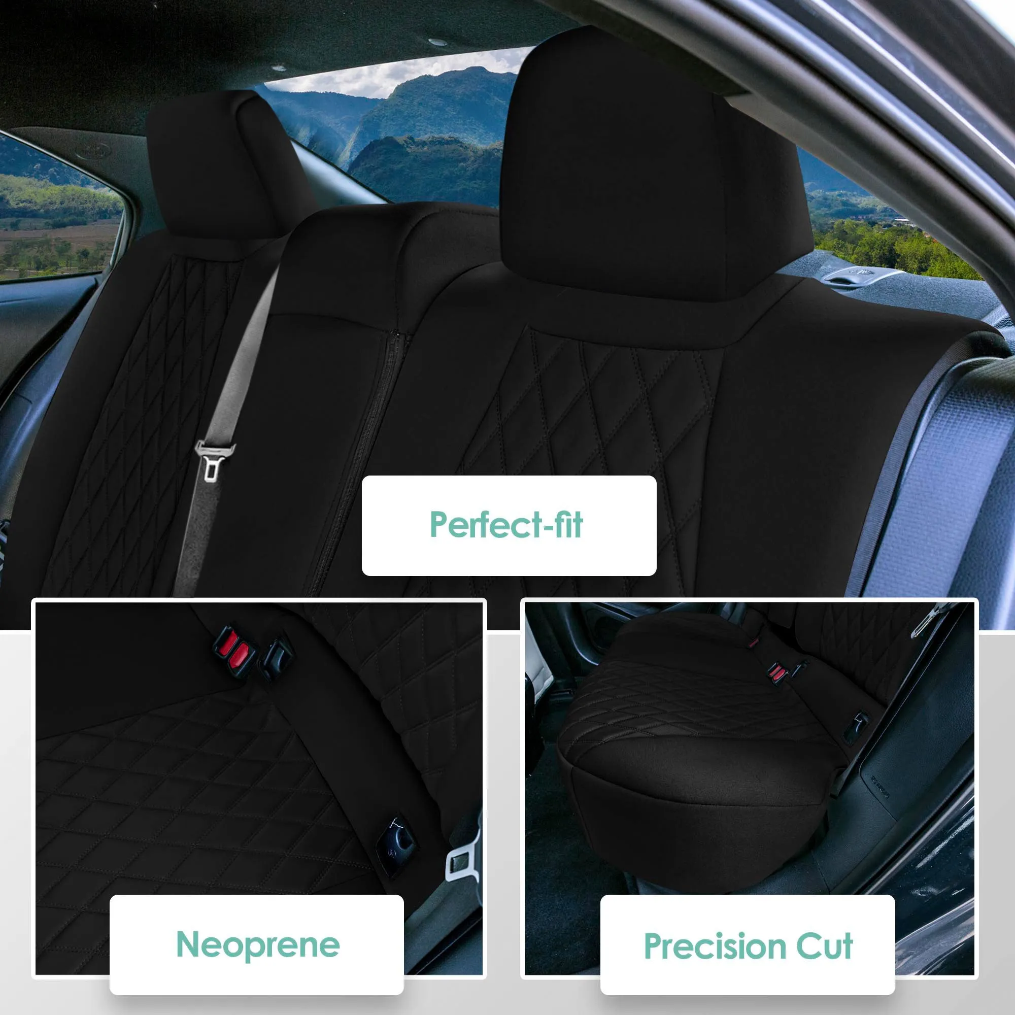 Toyota Corolla Cross - 2022-2024 - Rear Set Seat Covers - Black Ultraflex Neoprene