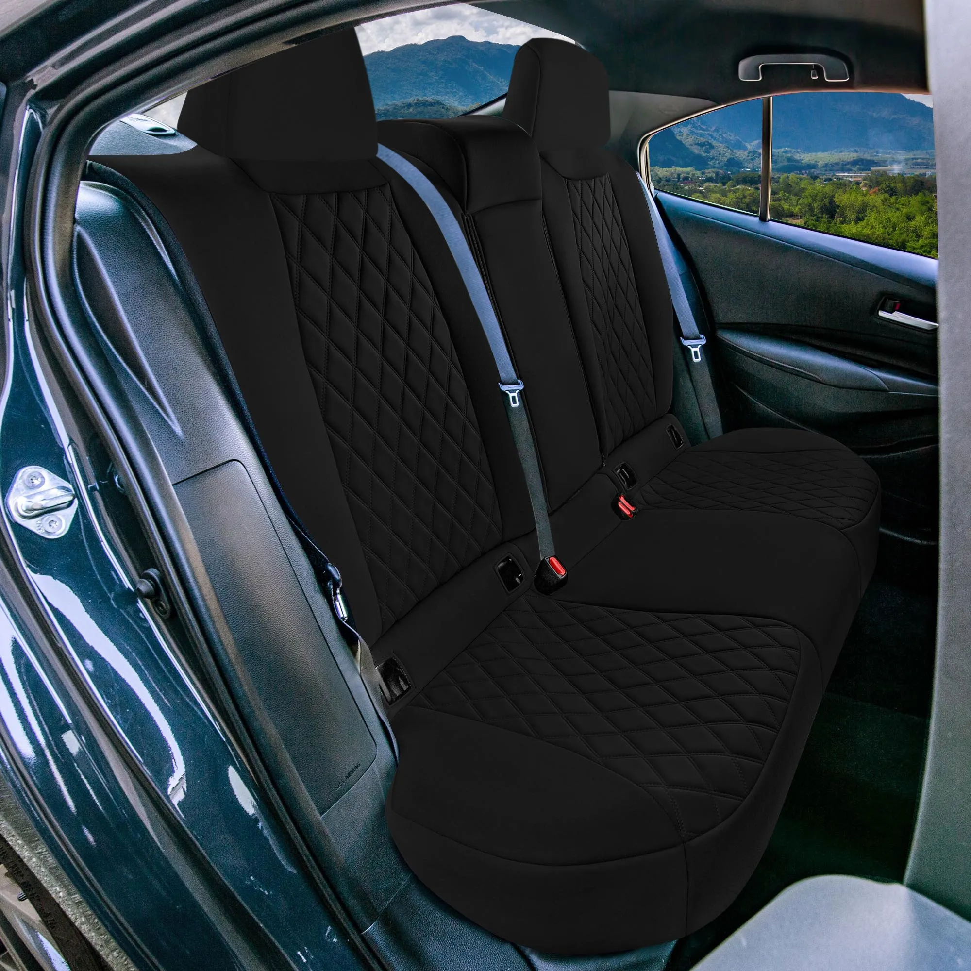 Toyota Corolla Cross - 2022-2024 - Rear Set Seat Covers - Black Ultraflex Neoprene