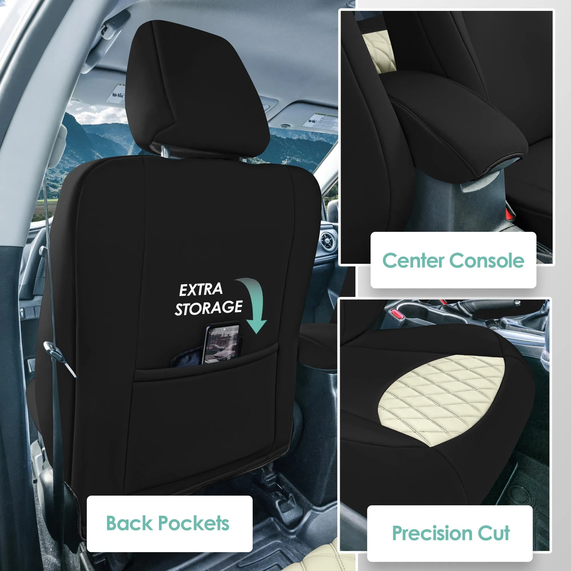 Toyota Corolla S | SE | LE 2014-2019 - Front Set Seat Covers - Beige Ultraflex Neoprene