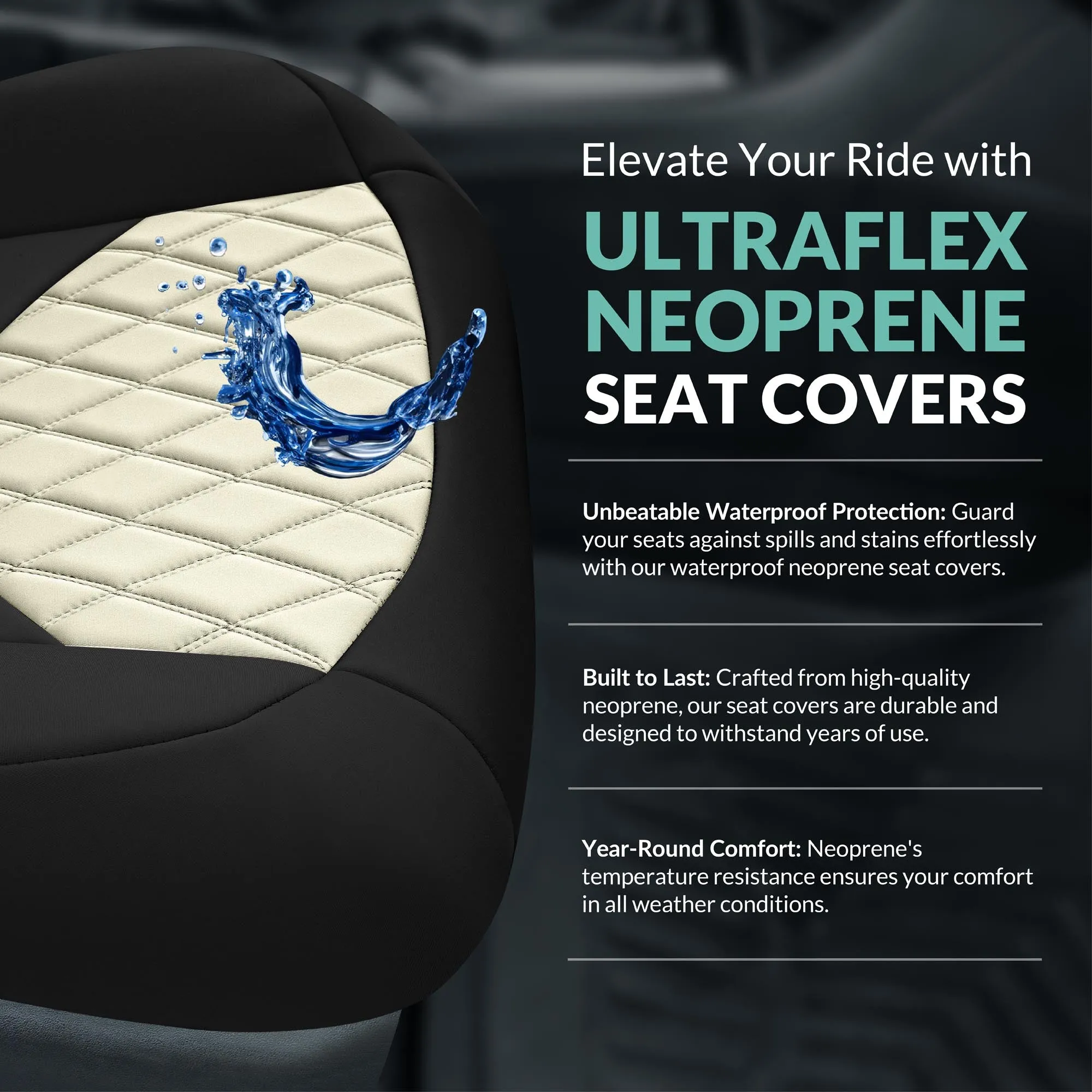 Toyota Corolla S | SE | LE 2014-2019 - Front Set Seat Covers - Beige Ultraflex Neoprene
