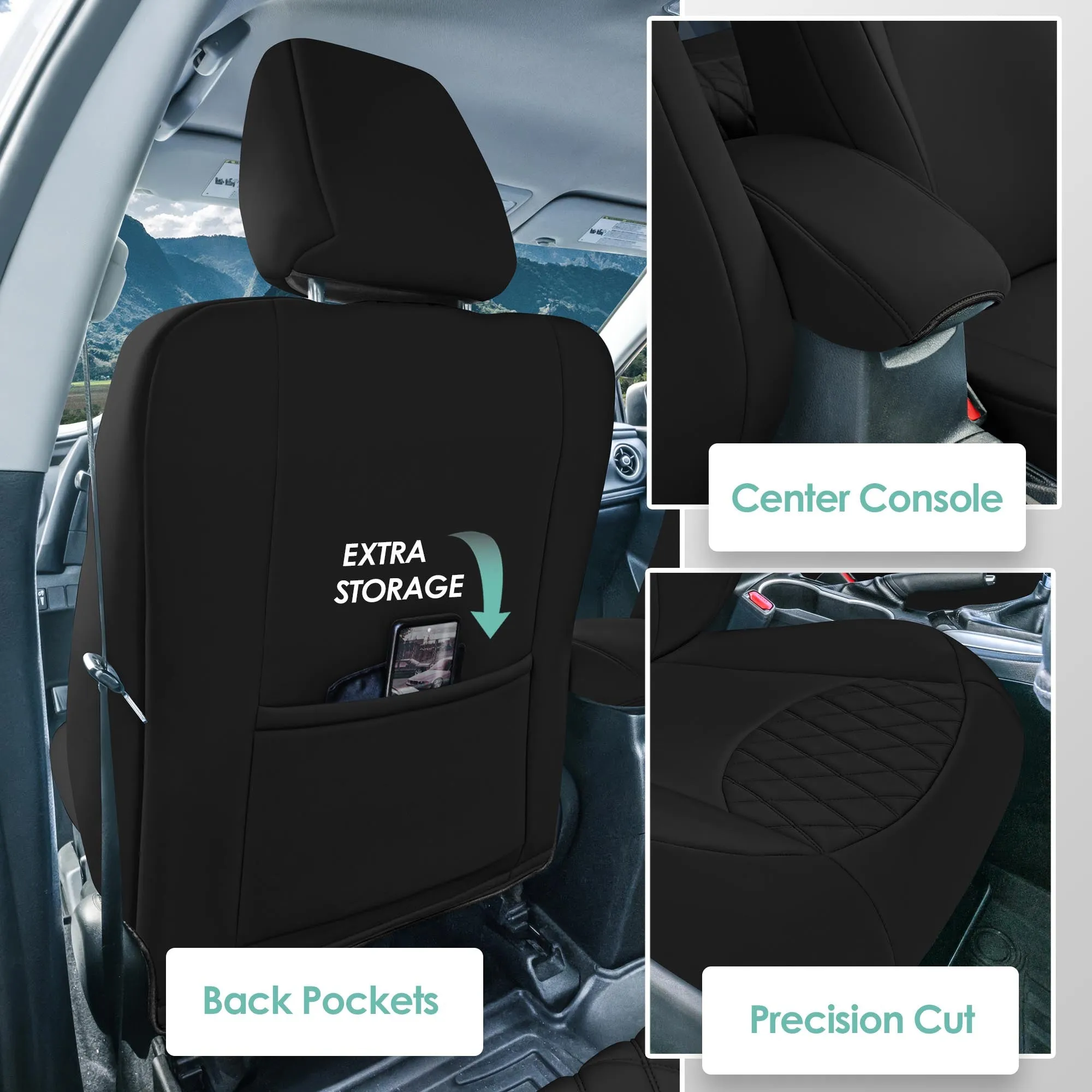 Toyota Corolla S | SE | LE 2014-2019 - Front Set Seat Covers - Black Ultraflex Neoprene