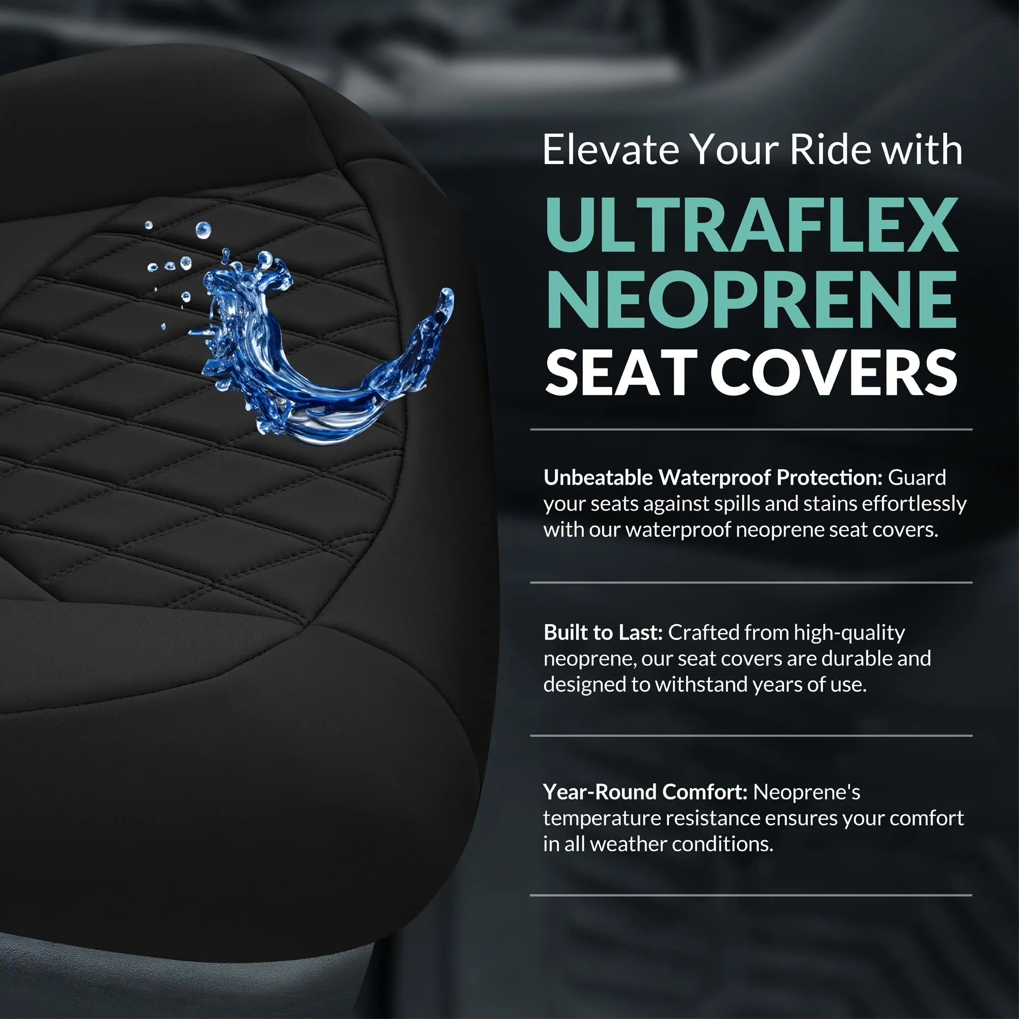 Toyota Corolla S | SE | LE 2014-2019 - Front Set Seat Covers - Black Ultraflex Neoprene