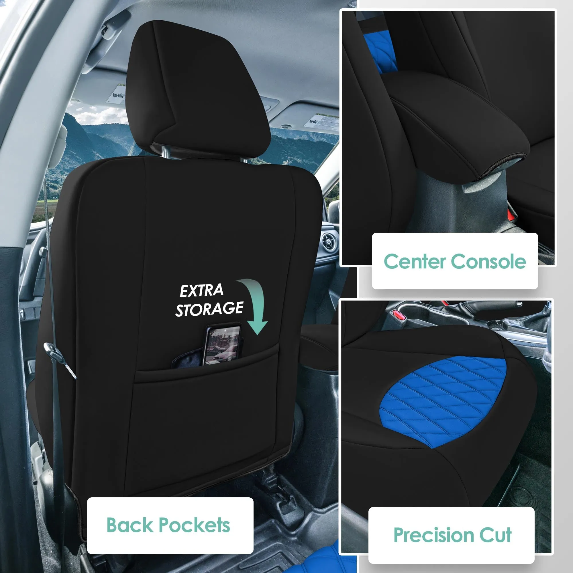 Toyota Corolla S | SE | LE 2014-2019 - Front Set Seat Covers - Blue Ultraflex Neoprene
