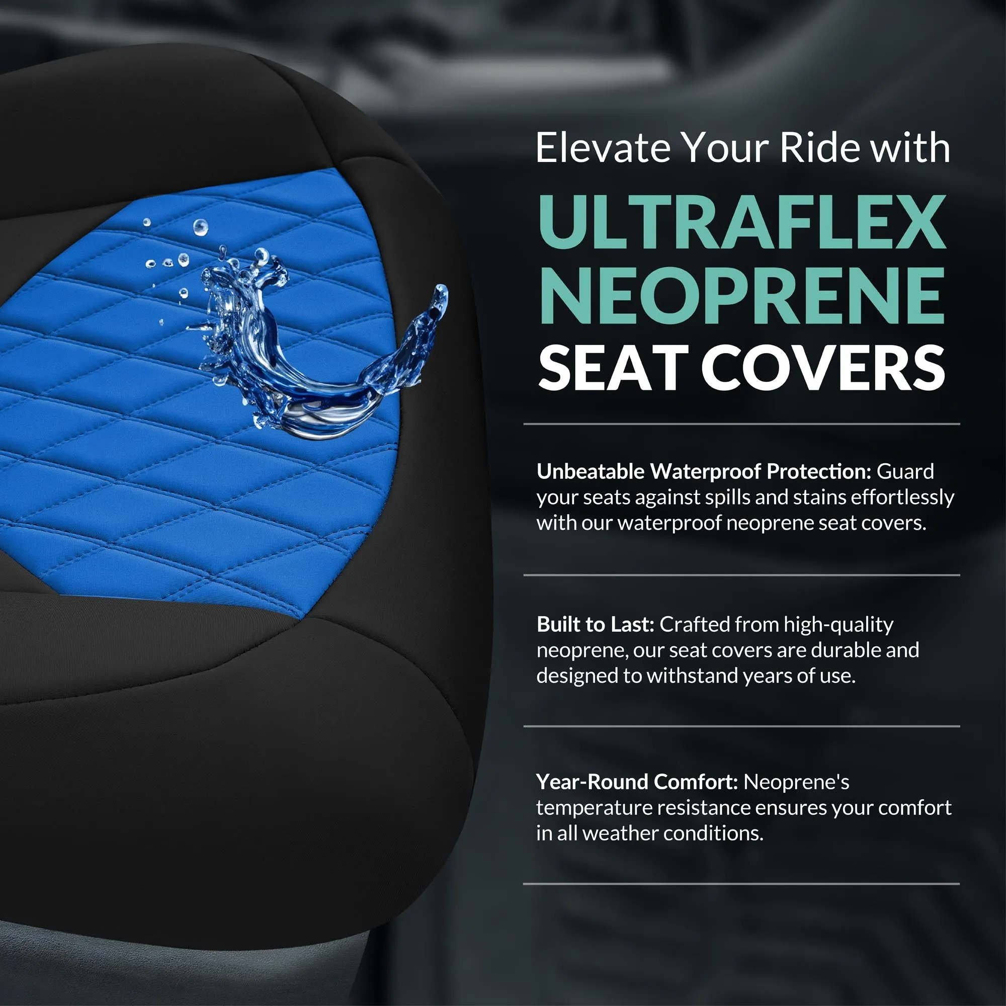 Toyota Corolla S | SE | LE 2014-2019 - Front Set Seat Covers - Blue Ultraflex Neoprene