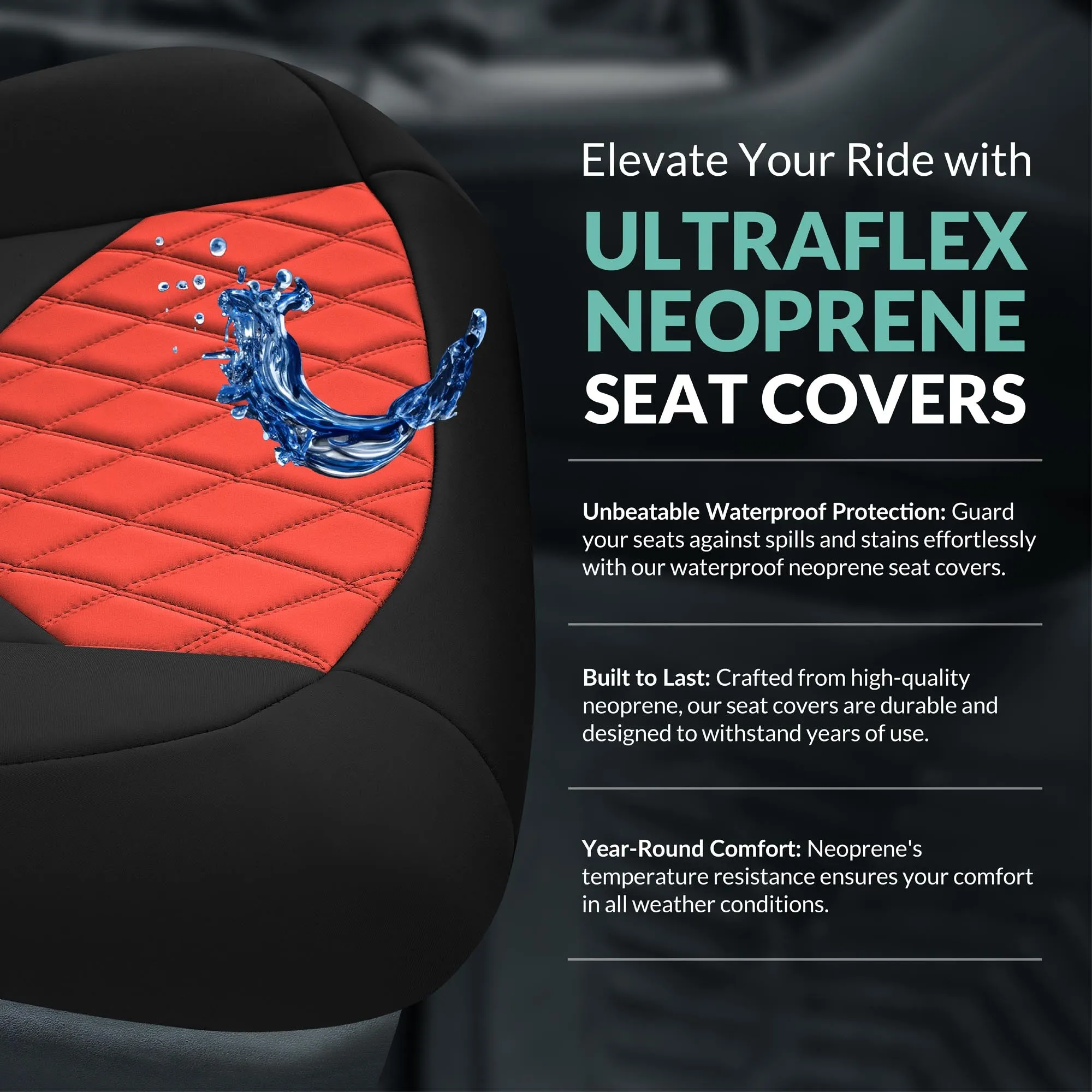 Toyota Corolla S | SE | LE 2014-2019 - Front Set Seat Covers - Red Ultraflex Neoprene