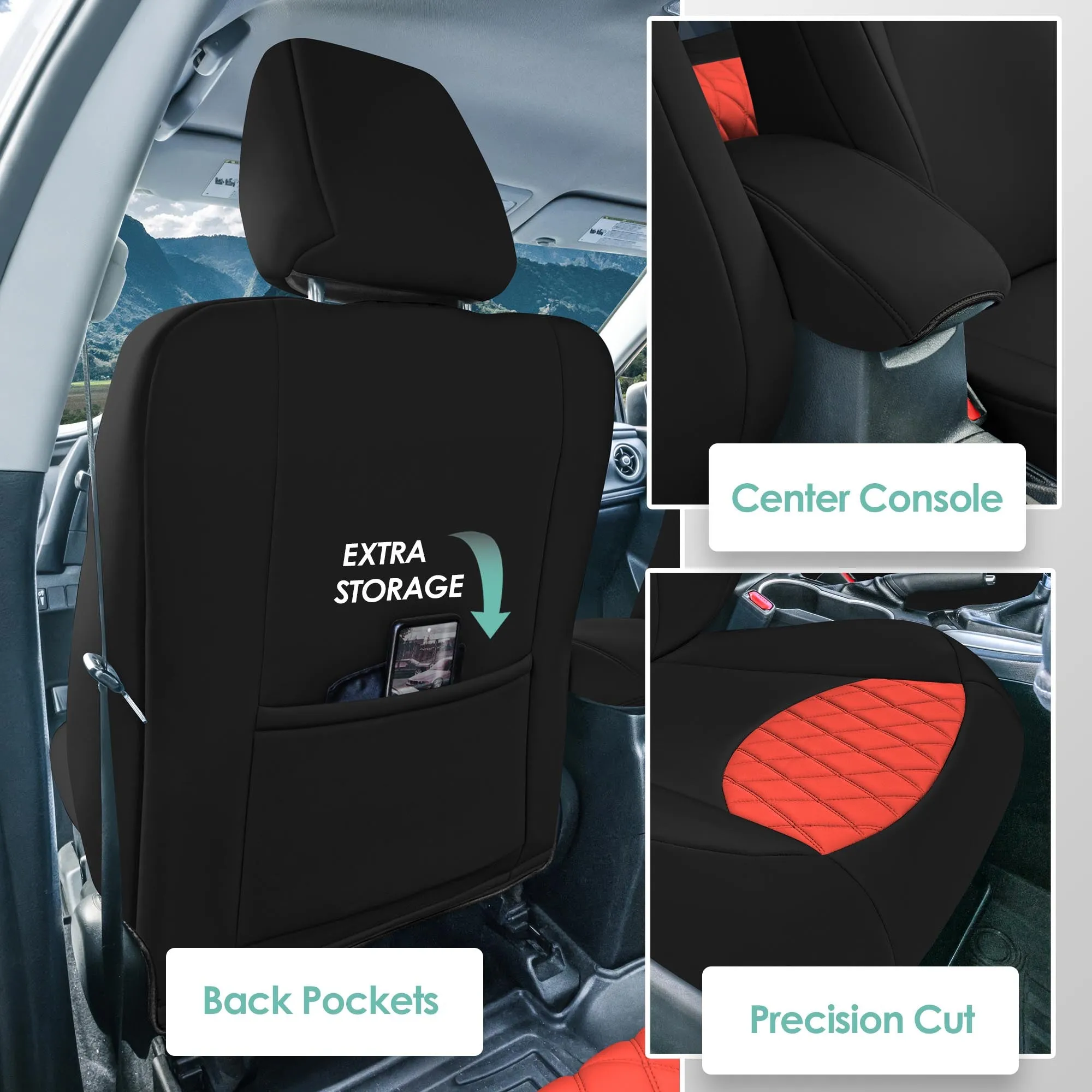 Toyota Corolla S | SE | LE 2014-2019 - Front Set Seat Covers - Red Ultraflex Neoprene