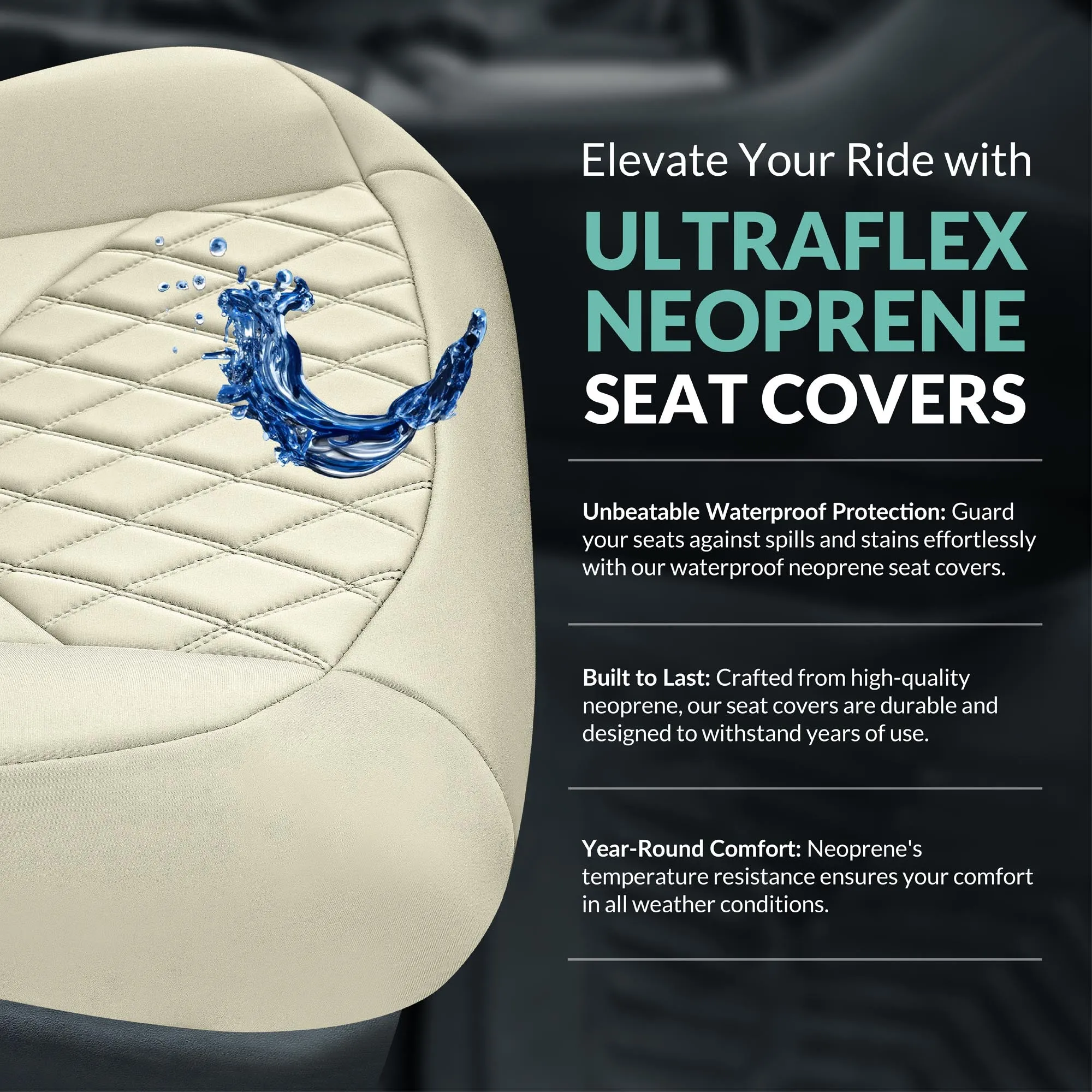 Toyota Corolla S | SE | LE 2014-2019 - Front Set Seat Covers - Solid Beige Ultraflex Neoprene